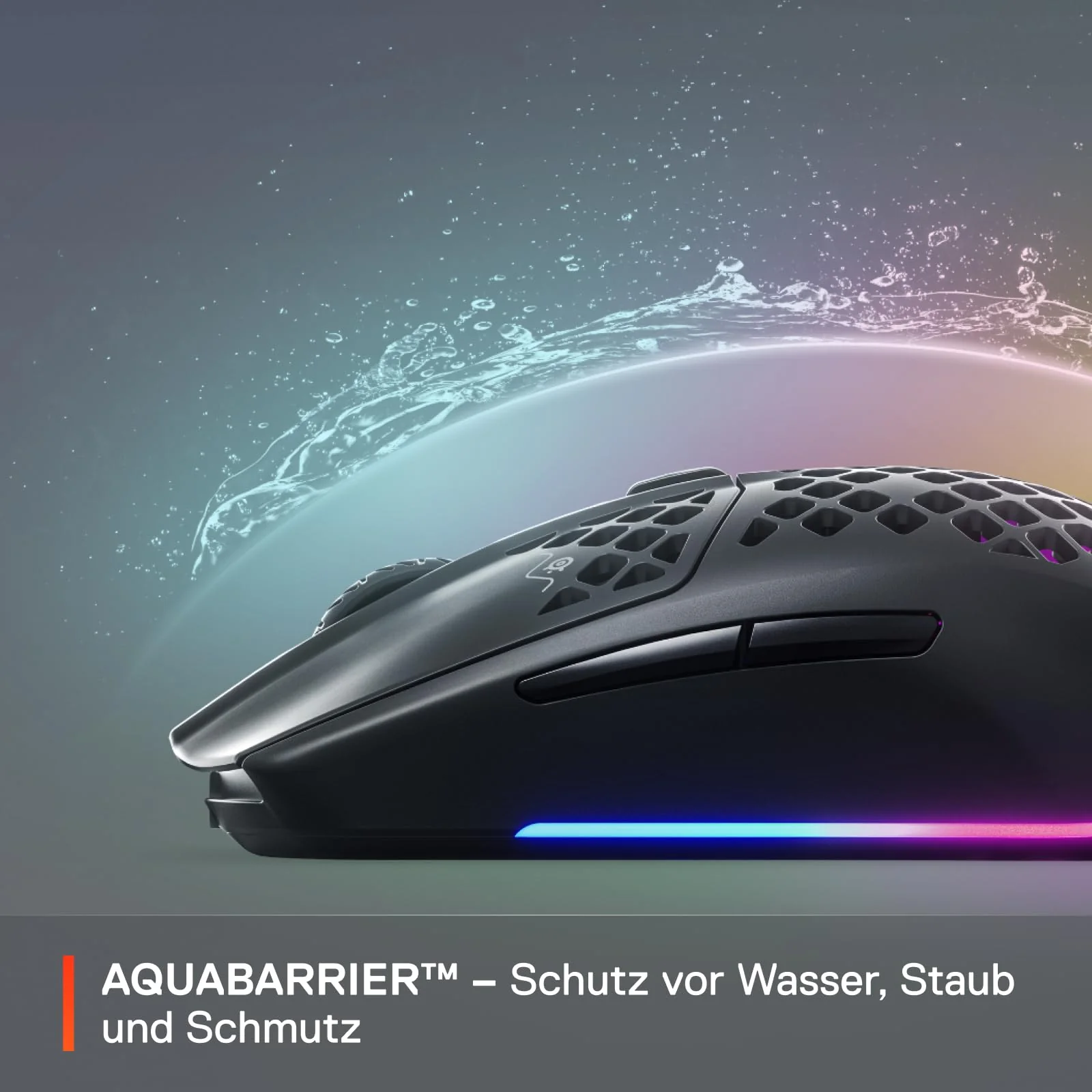SteelSeries Aerox 3 Wireless - RGB Gaming-Mouse mit Öffnungen in der Oberfläche - Federleichtes, wasserabweisendes Design - Optischer TrueMove Air-Sensor mit 18.000 DPI - Onyx - Image 3