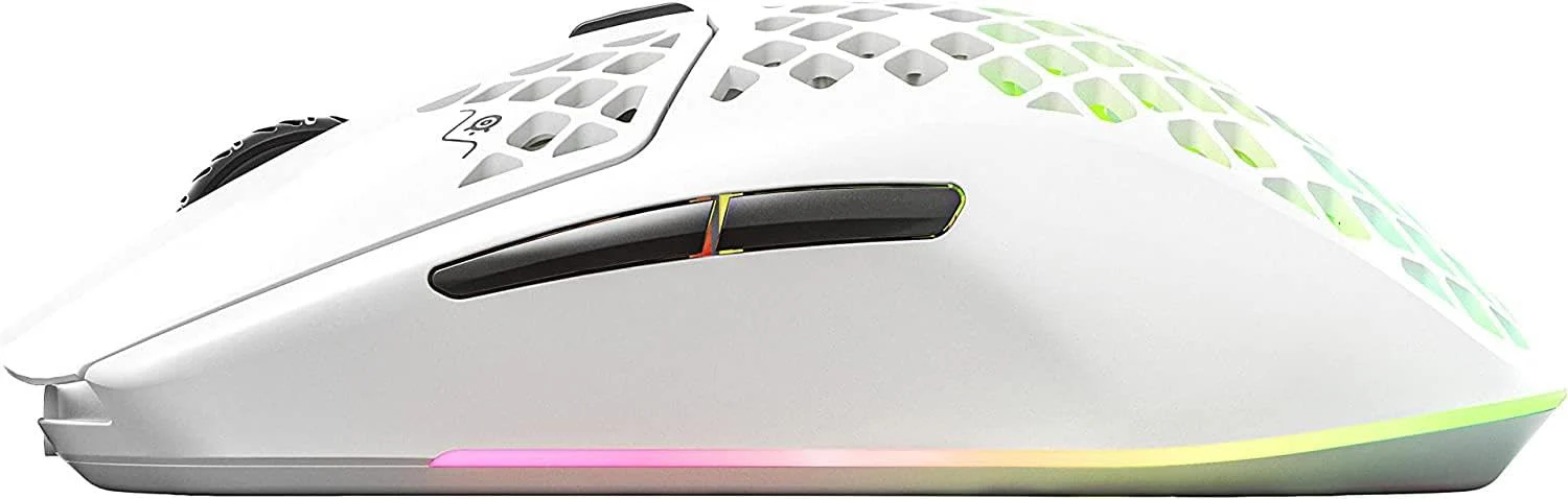 SteelSeries Aerox 3 Wireless - RGB Gaming-Mouse mit Öffnungen in der Oberfläche - Federleichtes, wasserabweisendes Design - Optischer TrueMove Air-Sensor mit 18.000 DPI - Snow - Image 10