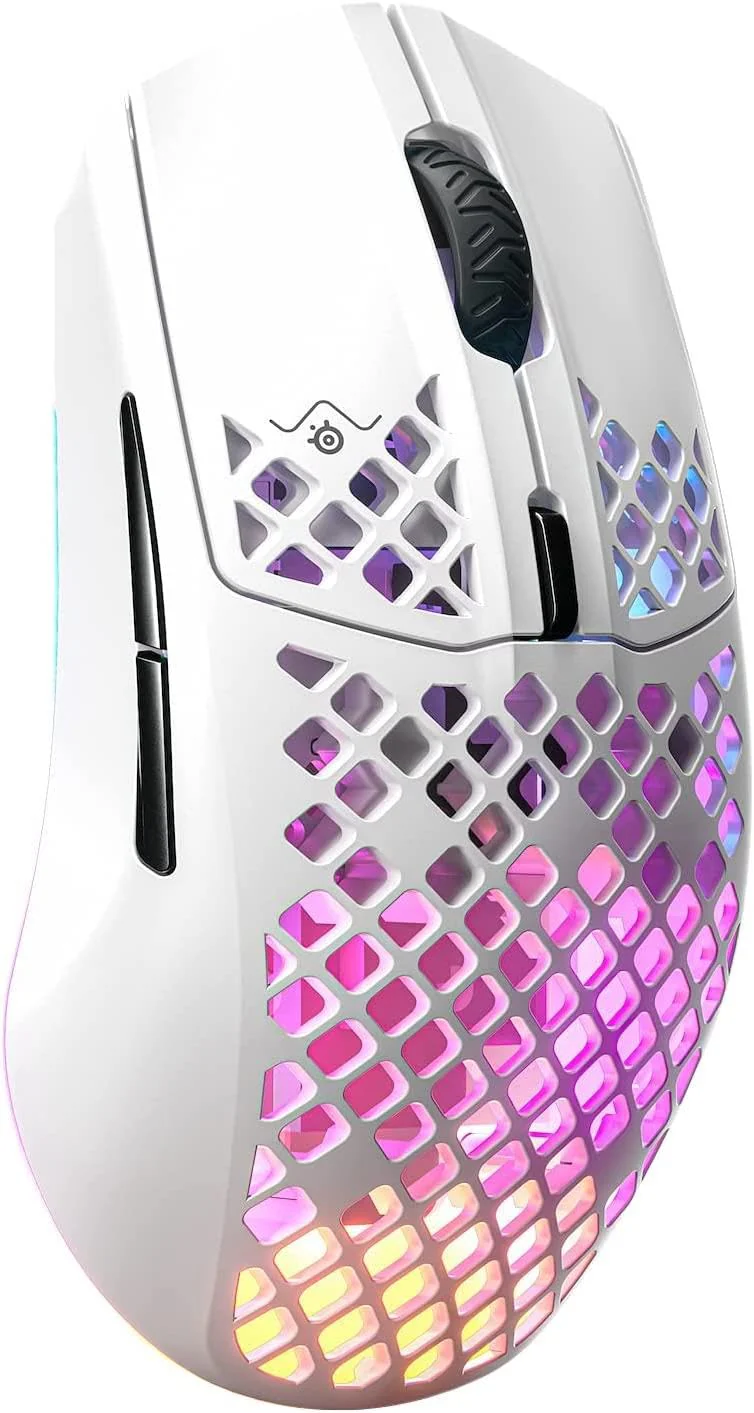 SteelSeries Aerox 3 Wireless - RGB Gaming-Mouse mit Öffnungen in der Oberfläche - Federleichtes, wasserabweisendes Design - Optischer TrueMove Air-Sensor mit 18.000 DPI - Snow - Image 11