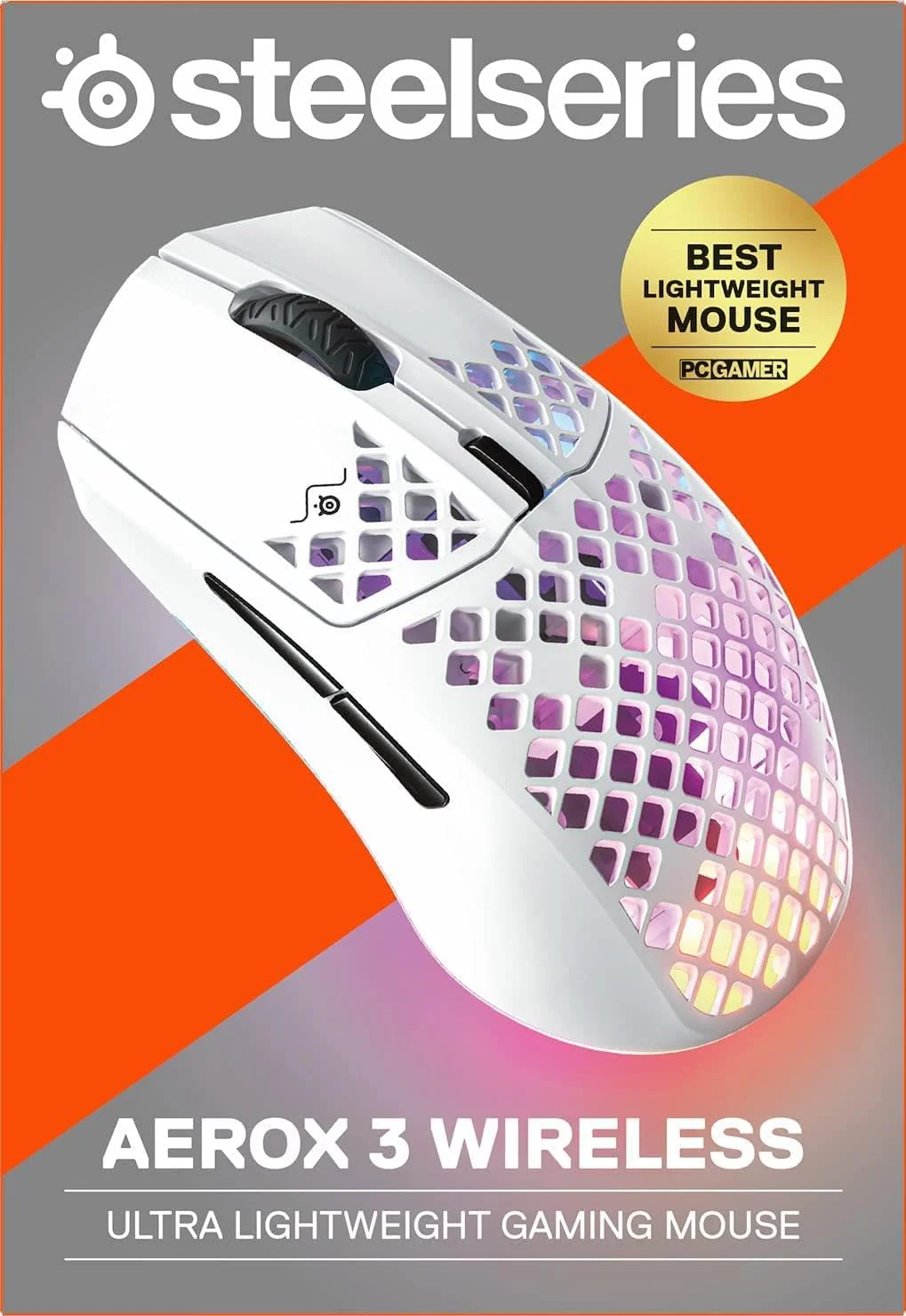 SteelSeries Aerox 3 Wireless - RGB Gaming-Mouse mit Öffnungen in der Oberfläche - Federleichtes, wasserabweisendes Design - Optischer TrueMove Air-Sensor mit 18.000 DPI - Snow - Image 6