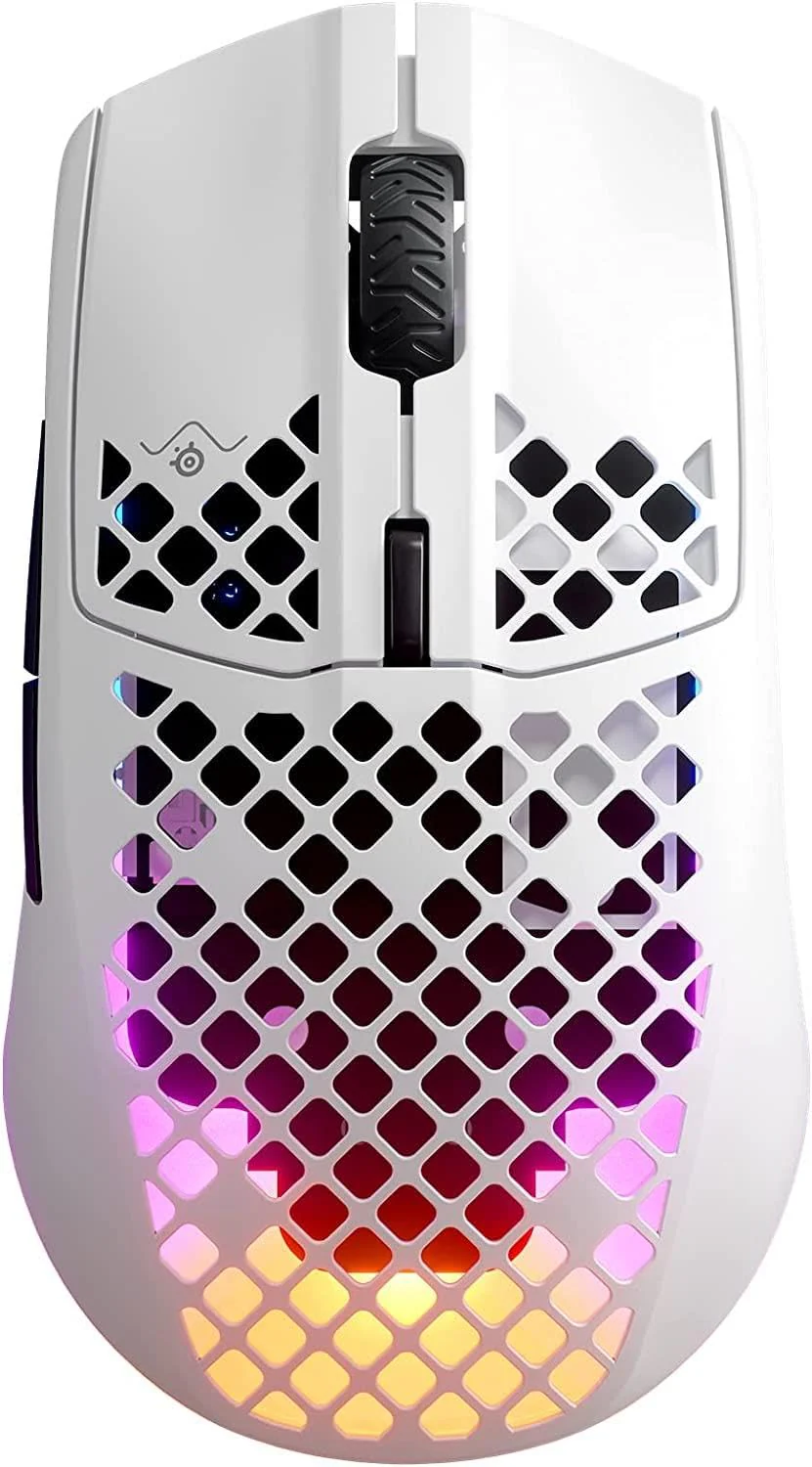 SteelSeries Aerox 3 Wireless - RGB Gaming-Mouse mit Öffnungen in der Oberfläche - Federleichtes, wasserabweisendes Design - Optischer TrueMove Air-Sensor mit 18.000 DPI - Snow - Image 8