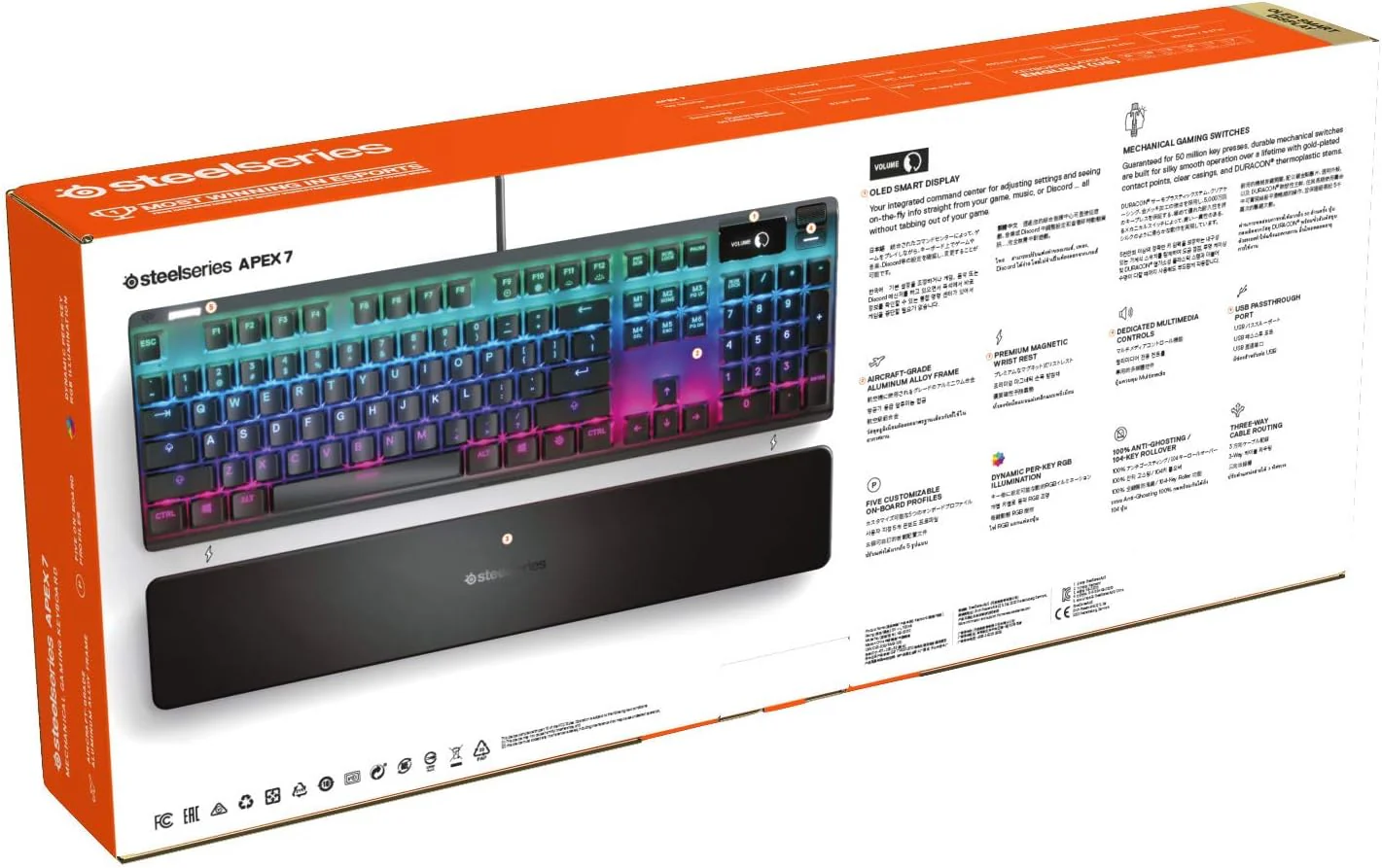 SteelSeries Apex 7 - Mechanische Gaming-Tastatur – OLED Smart Display – Rot Schalter – Deutsches (QWERTZ) Layout - Standard - Image 5