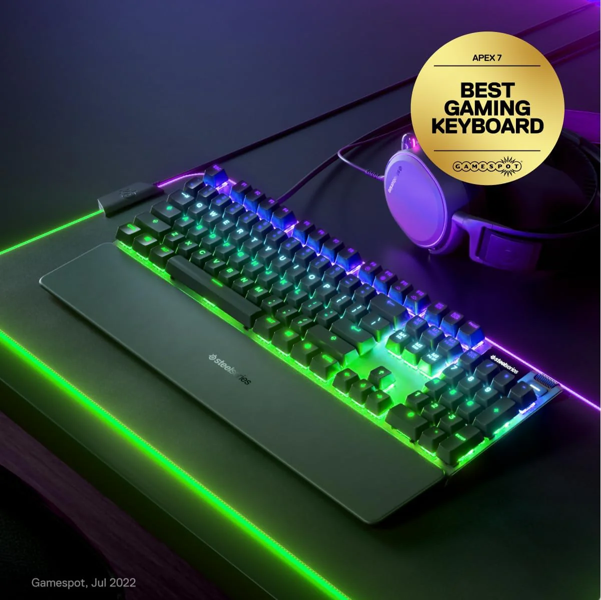 SteelSeries Apex 7 - Mechanische Gaming-Tastatur – OLED Smart Display – Rot Schalter – Deutsches (QWERTZ) Layout - Standard - Image 6