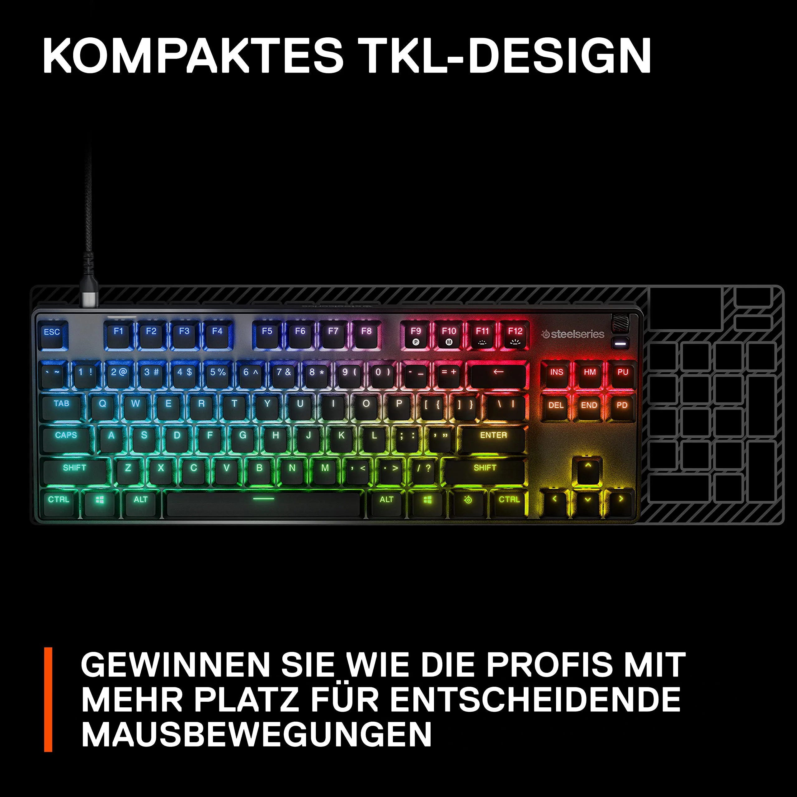 SteelSeries Apex 9 TKL - Mechanische Gaming-Tastatur - Optische Switches - 2-Punkt-Betätigung - Esports-Formfaktor ohne Tenkey - Hotswap- fähige Switches - Deutsches (QWERTZ) Layout - Image 5