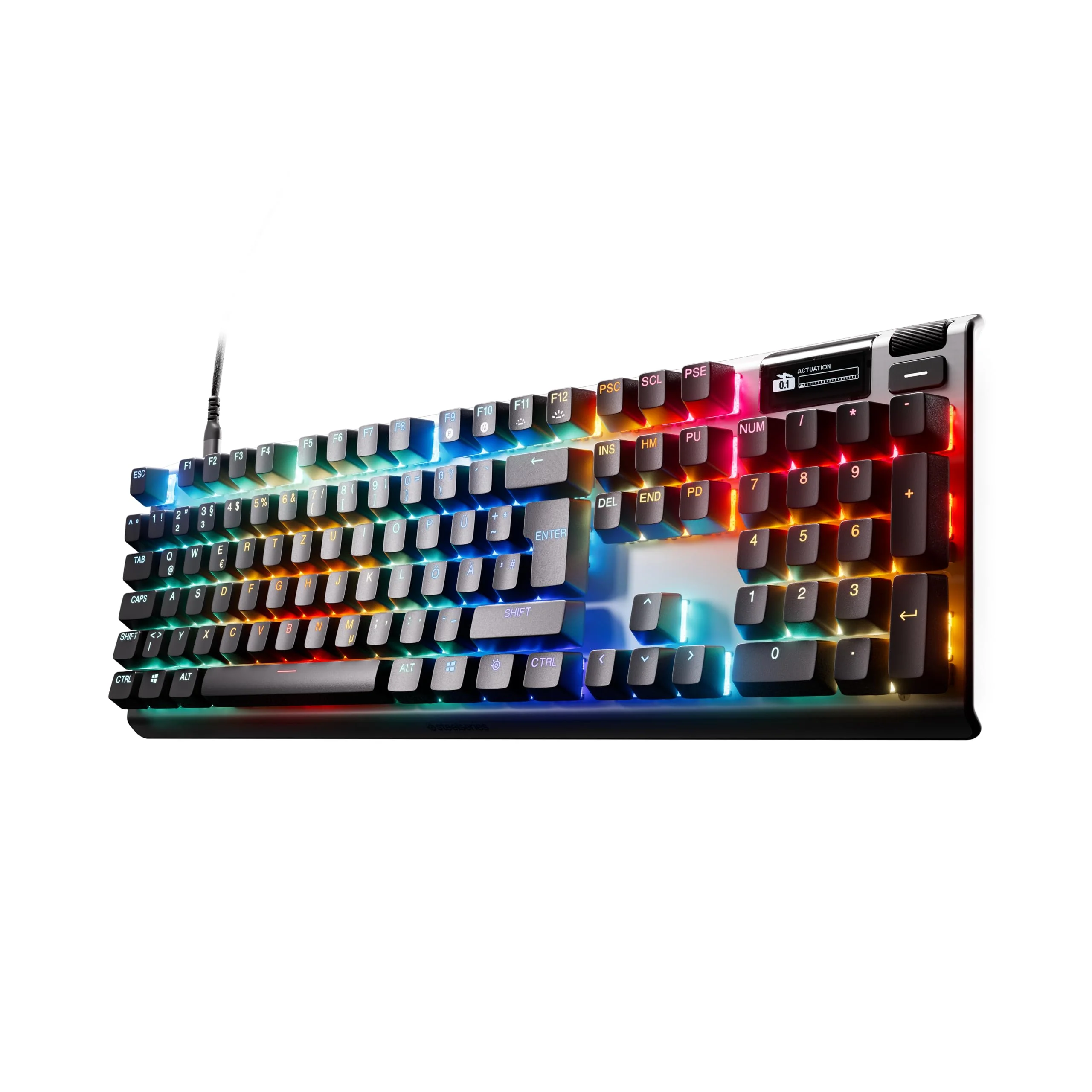 SteelSeries Apex Pro Gen 3 - HyperMagnetic Gaming-Tastatur - OmniPoint 3.0 Switches - anpassbares Ansprechverhalten - Rapid Trigger - Rapid Tap/SOCD - OLED - RGB - PBT-Keycaps - DE Layout QWERTZ - Image 2