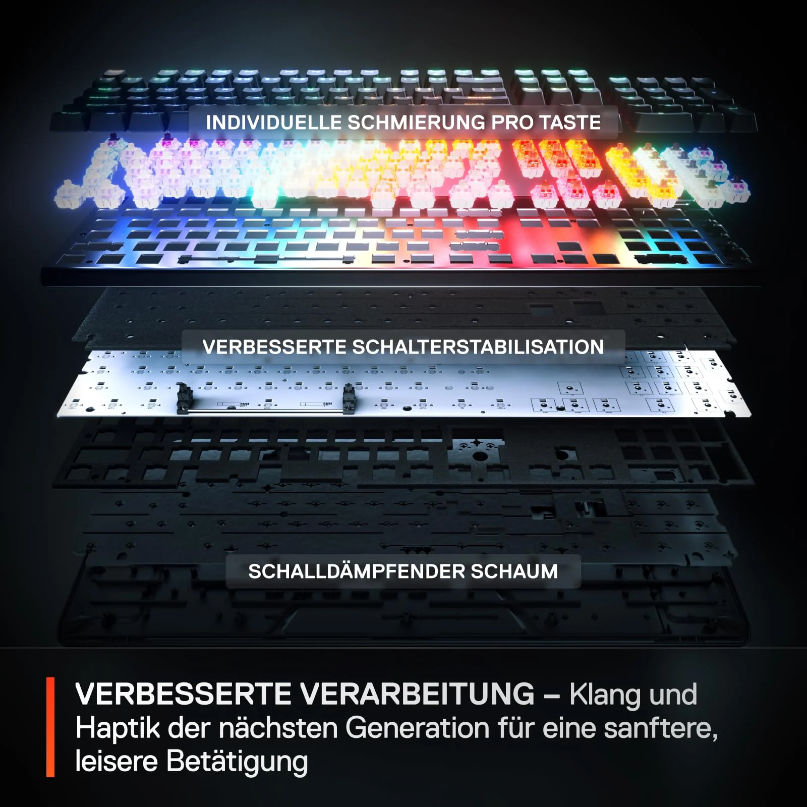 SteelSeries Apex Pro Gen 3 - HyperMagnetic Gaming-Tastatur - OmniPoint 3.0 Switches - anpassbares Ansprechverhalten - Rapid Trigger - Rapid Tap/SOCD - OLED - RGB - PBT-Keycaps - DE Layout QWERTZ - Image 5