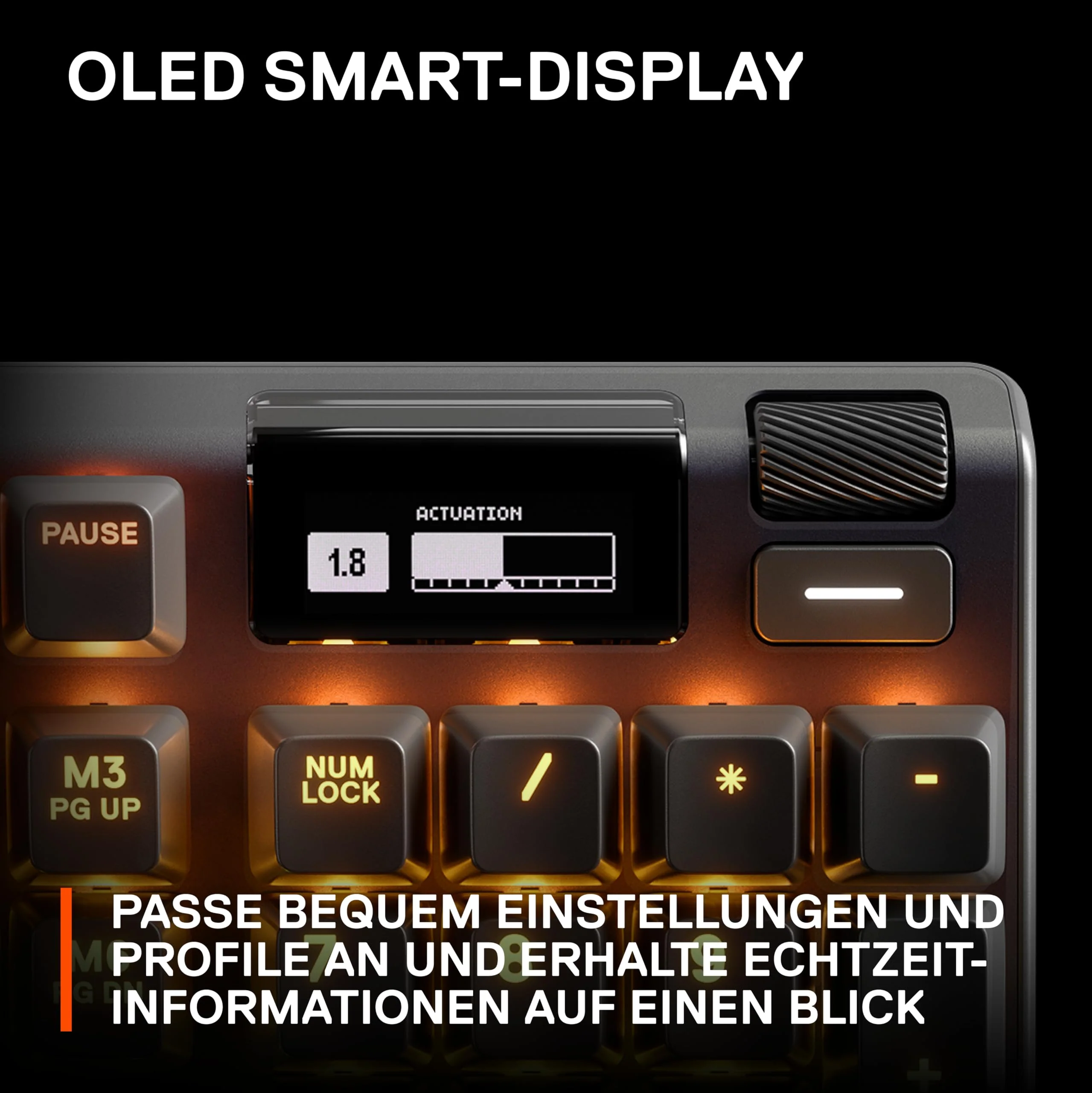 SteelSeries Apex Pro HyperMagnetic Gaming-Tastatur – Die schnellste Tastatur der Welt – Anpassbares Ansprechverhalten – OLED-Bildschirm – RGB – USB-Passthrough – Deutsches Tastatur (QWERTZ)