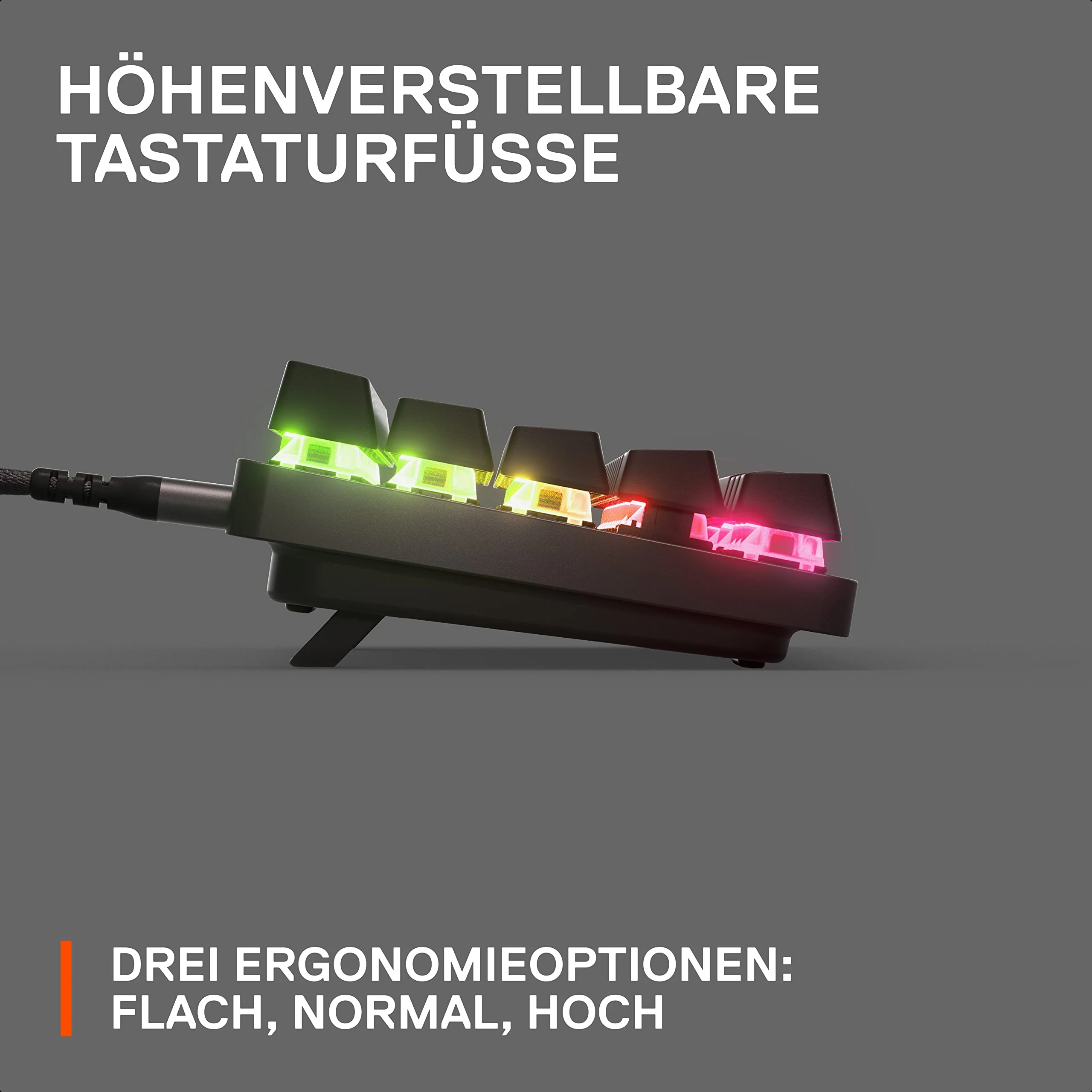 SteelSeries Apex Pro Mini HyperMagnetic Gaming-Tastatur – Die weltweit schnellste Tastatur – Anpassbares Ansprechverhalten – 60%-Formfaktor – RGB – PBT-Keycaps – USB-C – Deutsches Tastatur QWERTZ - Image 10