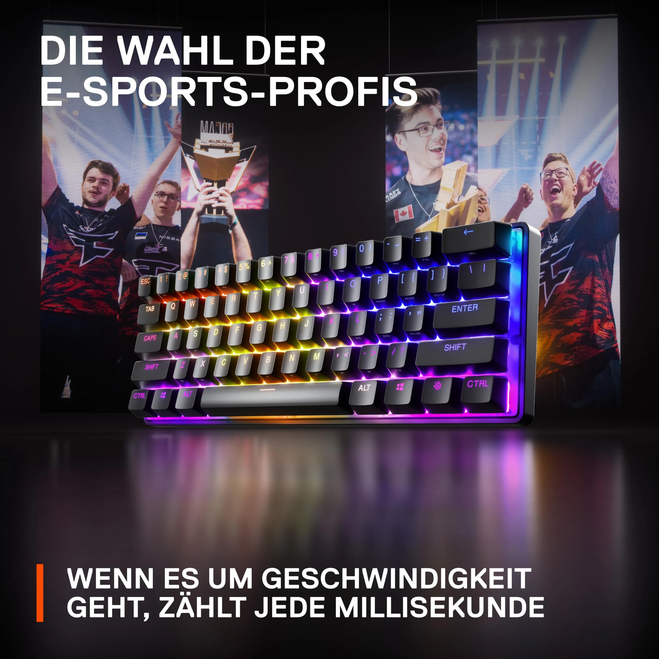 SteelSeries Apex Pro Mini HyperMagnetic Gaming-Tastatur – Die weltweit schnellste Tastatur – Anpassbares Ansprechverhalten – 60%-Formfaktor – RGB – PBT-Keycaps – USB-C – Deutsches Tastatur QWERTZ - Image 7