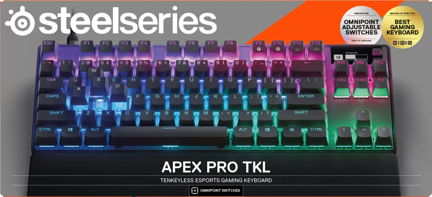 SteelSeries Apex Pro TKL HyperMagnetic Gaming-Tastatur – Die schnellste Tastatur – Anpassbares Ansprechverhalten – OLED-Bildschirm – PBT-Keycaps – USB-C – 2023 Edition – Deutsches Tastatur QWERTZ - Image 15