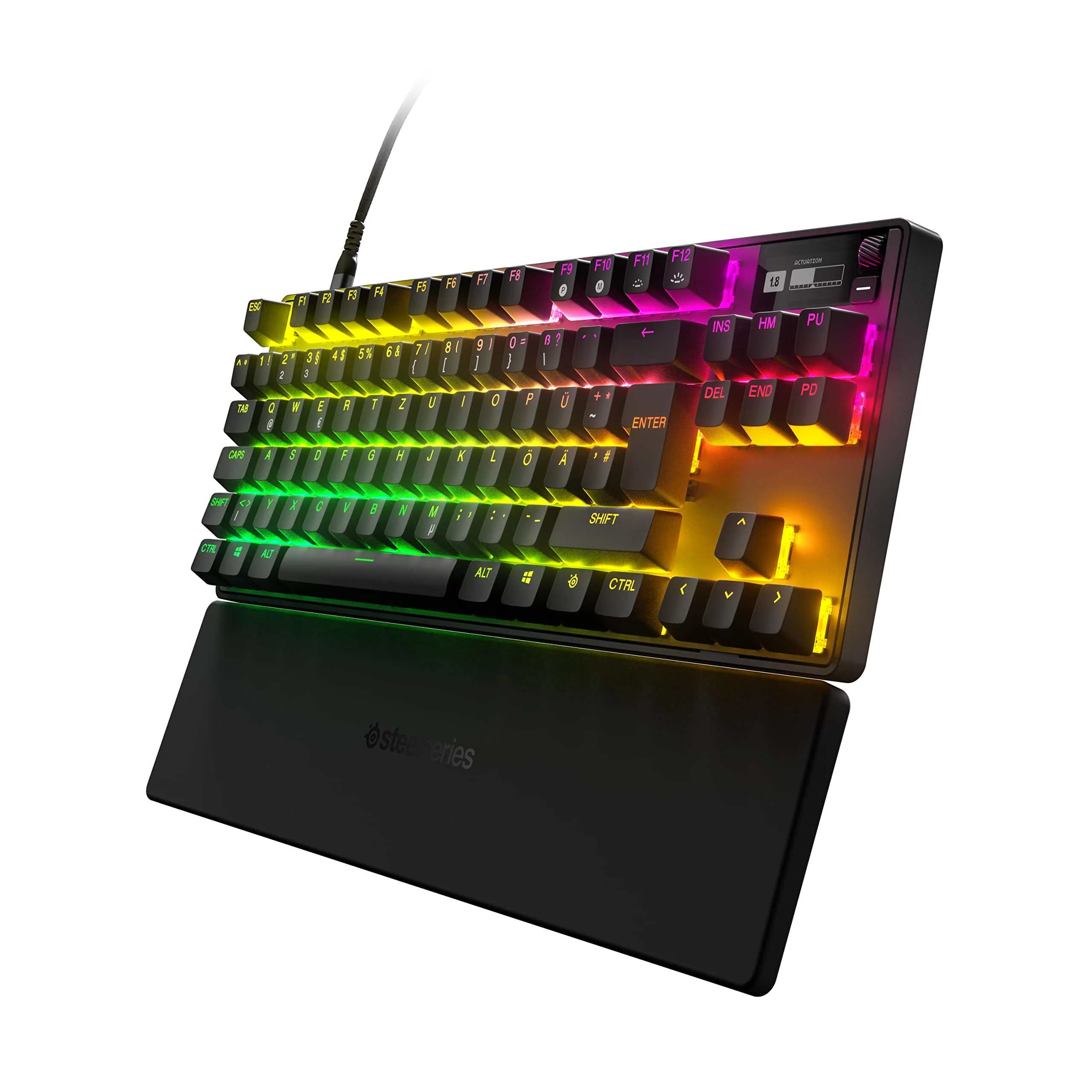 SteelSeries Apex Pro TKL HyperMagnetic Gaming-Tastatur – Die schnellste Tastatur – Anpassbares Ansprechverhalten – OLED-Bildschirm – PBT-Keycaps – USB-C – 2023 Edition – Deutsches Tastatur QWERTZ - Image 4