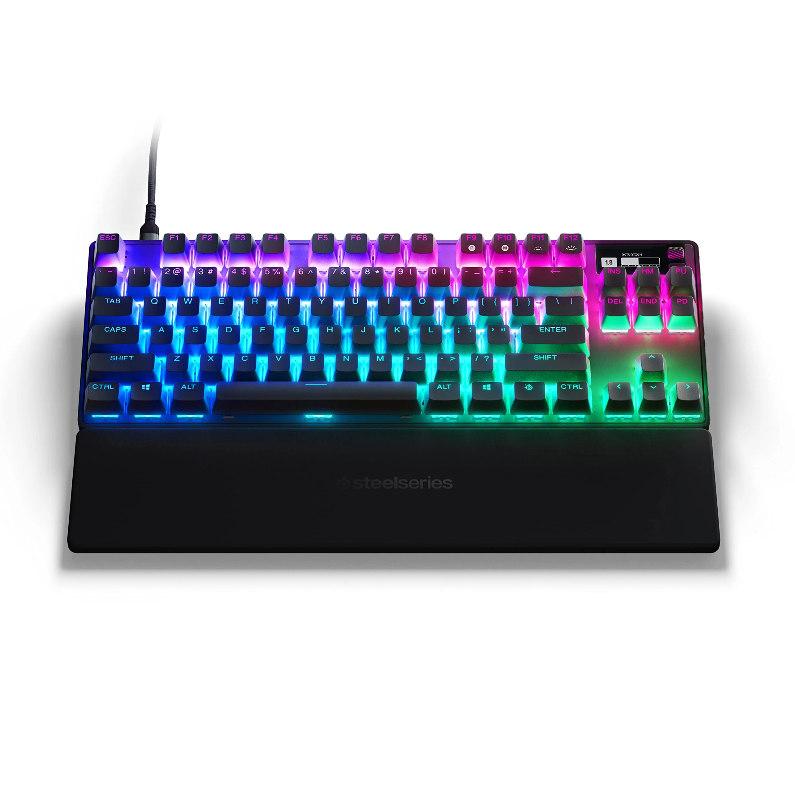 SteelSeries Apex Pro TKL HyperMagnetic Gaming-Tastatur – Die schnellste Tastatur – Anpassbares Ansprechverhalten – OLED-Bildschirm – PBT-Keycaps – USB-C – 2023 Edition – Deutsches Tastatur QWERTZ - Image 7