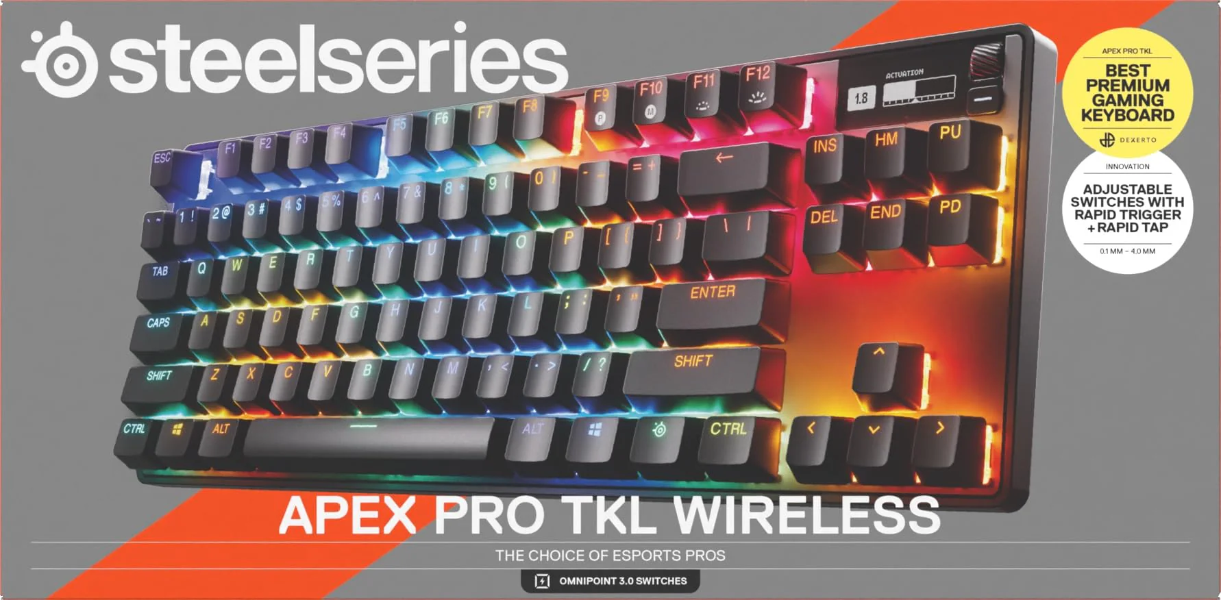 SteelSeries Apex Pro TKL Wireless Gen 3 - HyperMagnetic Gaming-Tastatur - OmniPoint 3.0 Switches - Anpassbares Ansprechverhalten - Sofort einsetzbare Presets - Rapid Tap/SOCD - OLED - DE QWERTZ Layout - Image 10