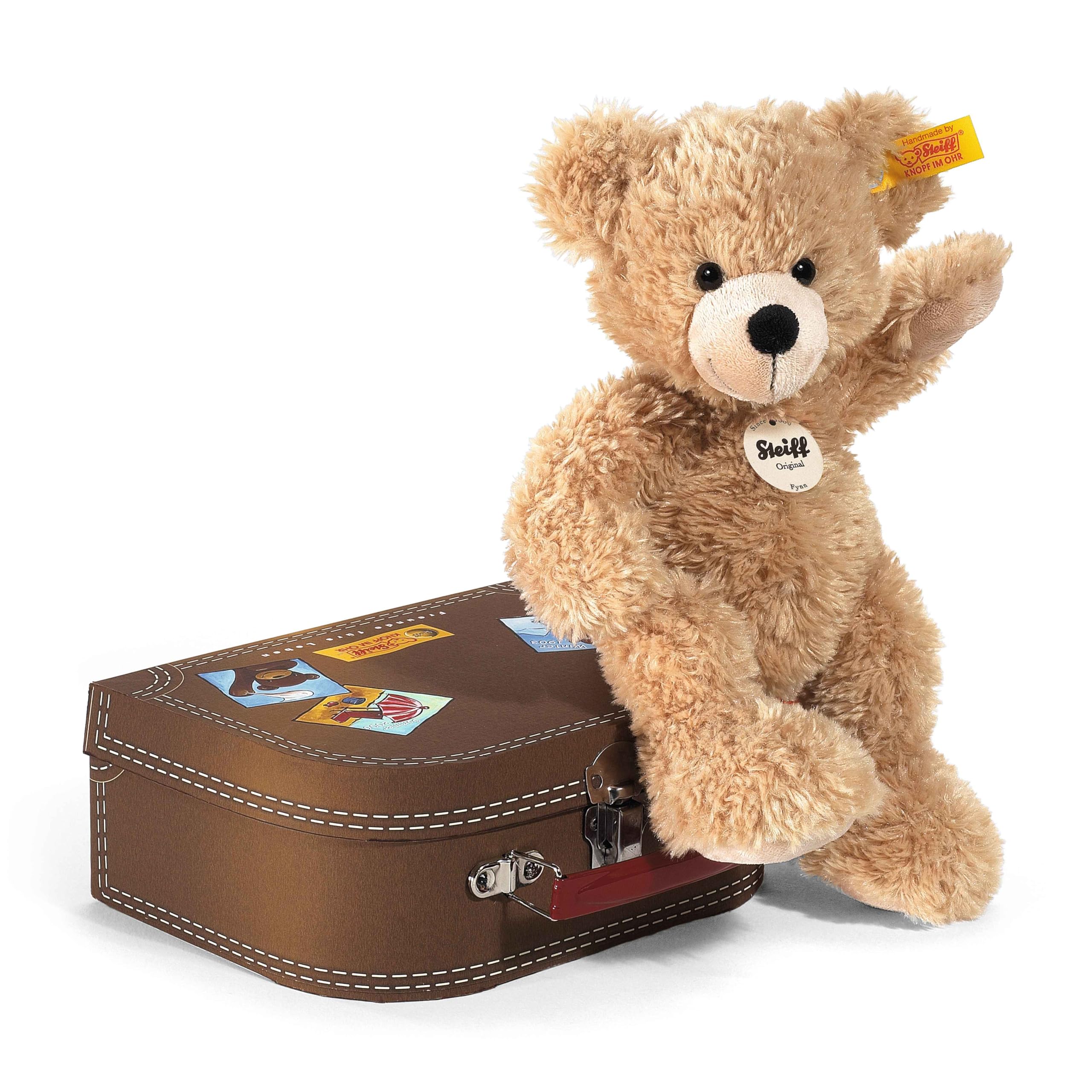 Steiff Kuscheltier Fynn Teddybär im Koffer, Süßes Stofftier mit Kunststoffaugen, Kinder, Jungen & Mädchen, Soft Cuddly Friends, Plüschtier 28 cm, Beige, 111471 - Image 4