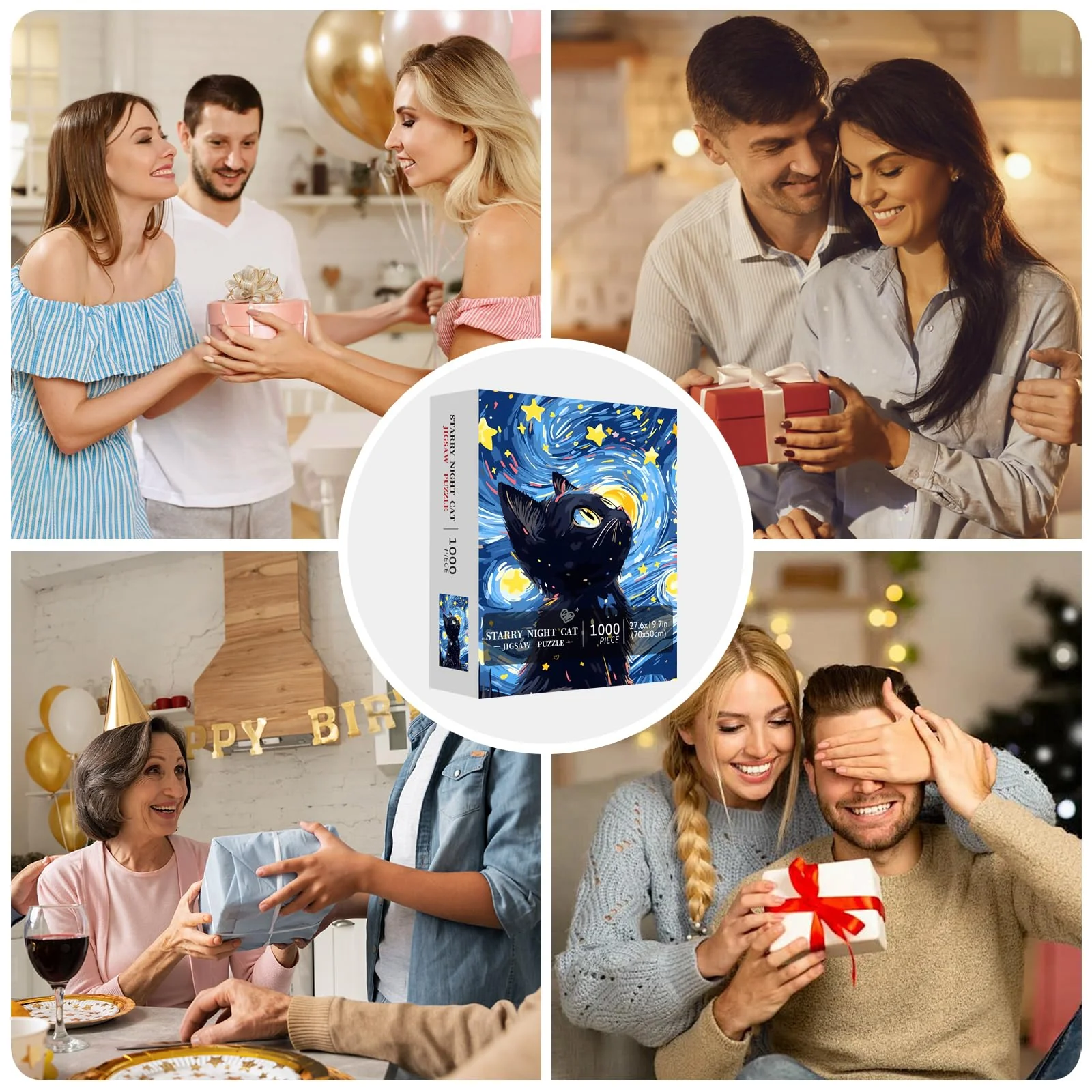 Sternennacht Katze Puzzle 1000 Teile Erwachsene Tiere Katzen, Magische Katzen Puzzle Erwachsene 1000 Teile, Impossible Klassische Puzzles als Geschenk für Familie und Freunde (70 x 50 cm) - Image 2