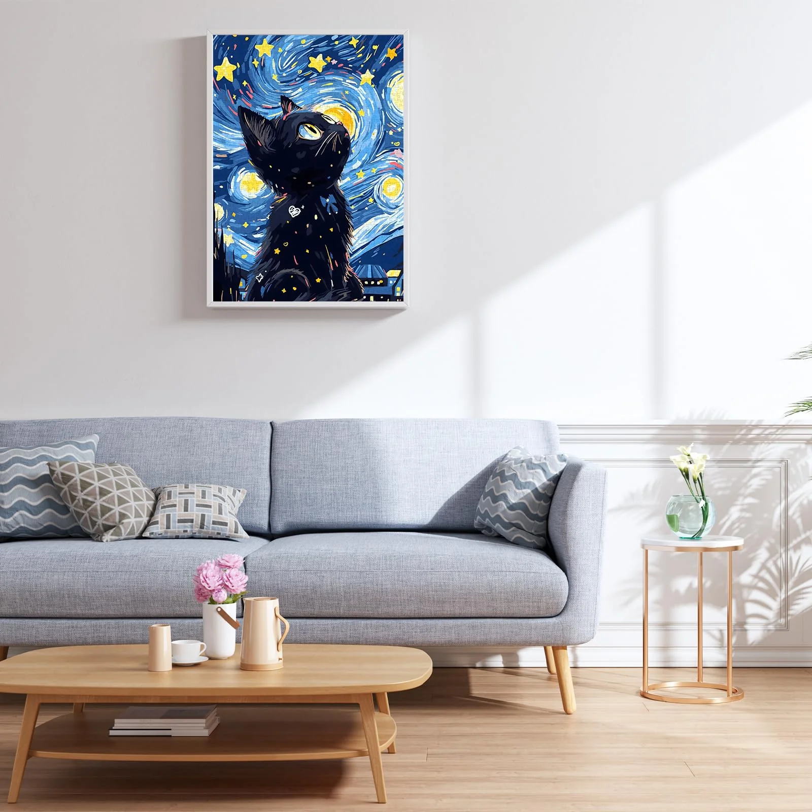 Sternennacht Katze Puzzle 1000 Teile Erwachsene Tiere Katzen, Magische Katzen Puzzle Erwachsene 1000 Teile, Impossible Klassische Puzzles als Geschenk für Familie und Freunde (70 x 50 cm) - Image 4