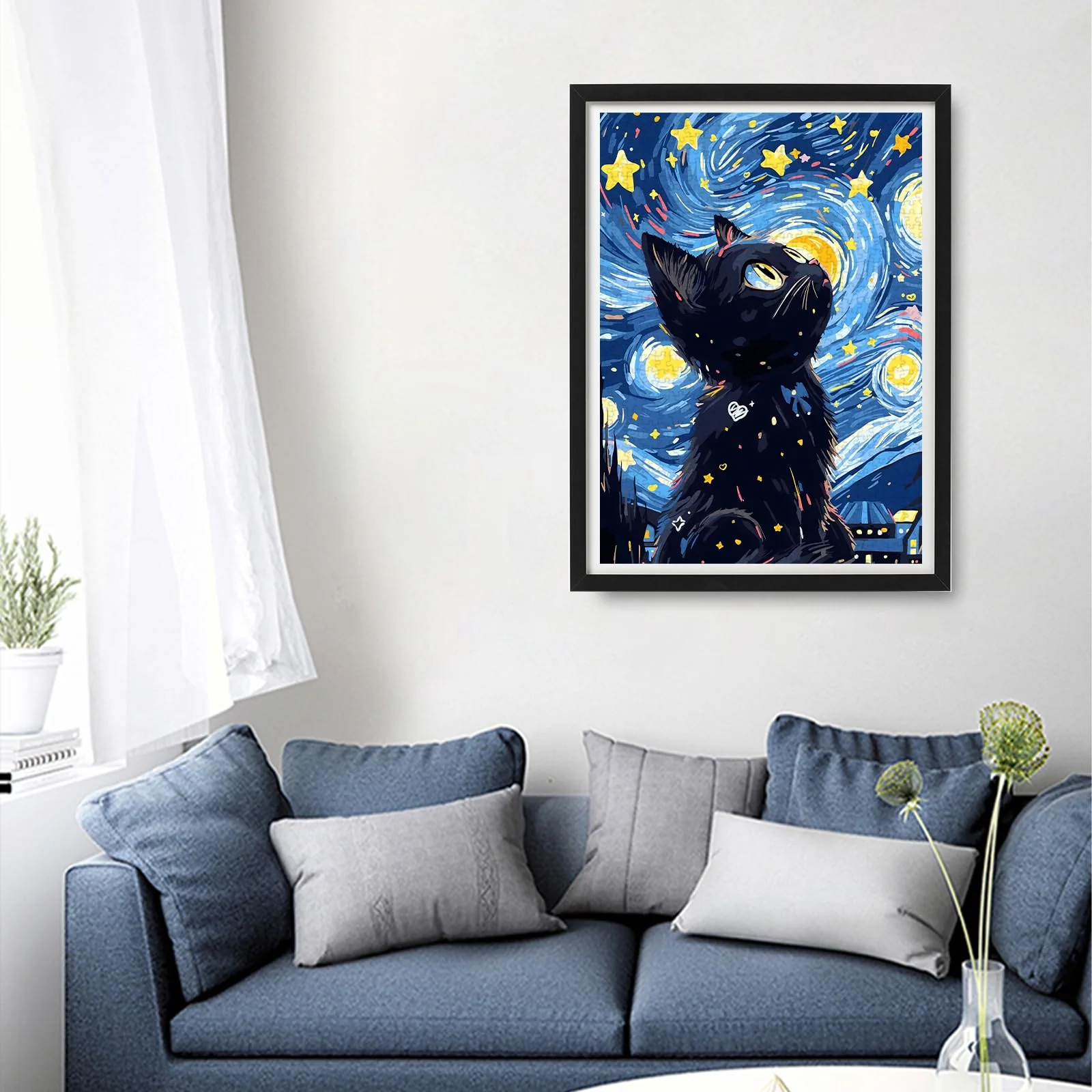 Sternennacht Katze Puzzle 1000 Teile Erwachsene Tiere Katzen, Magische Katzen Puzzle Erwachsene 1000 Teile, Impossible Klassische Puzzles als Geschenk für Familie und Freunde (70 x 50 cm) - Image 5