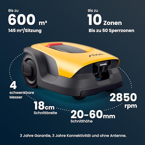 STIGA A 6v a Roboter-Rasenmäher, 18 cm, 25,2 V – KI-integrierte Kamera, App-Steuerung – Rasenflächen bis 600 m², Steigung 45%, Grigio - Image 7