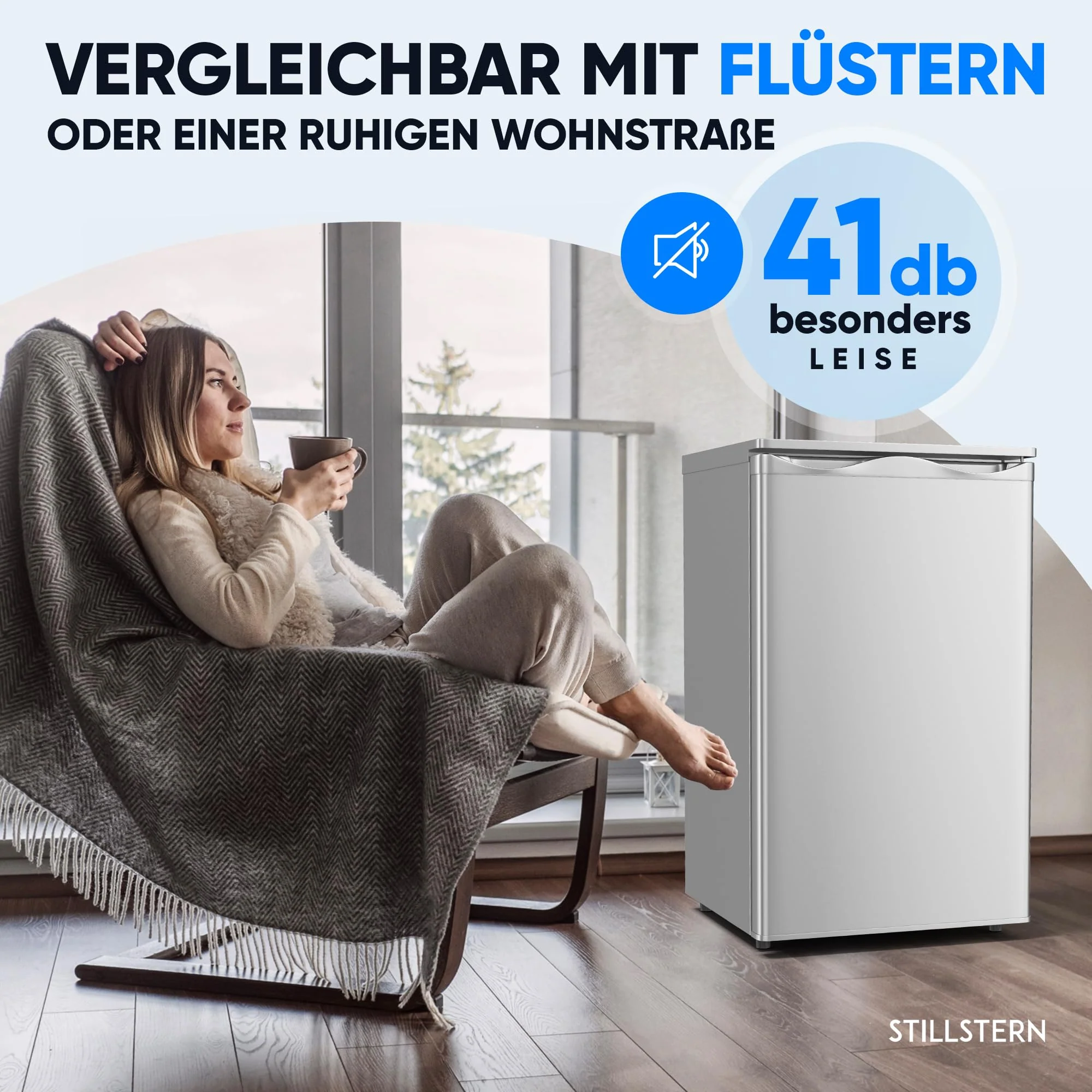 Stillstern Gefrierschrank C (73L) 4-Sterne-Gefrierfach -18°C, geringer Energieverbrauch, 3 Fächer, stufenlos regelbare Temperatur, wechselbarer Türanschlag, Gefrierschrank Klein, Tiefkühlschrank