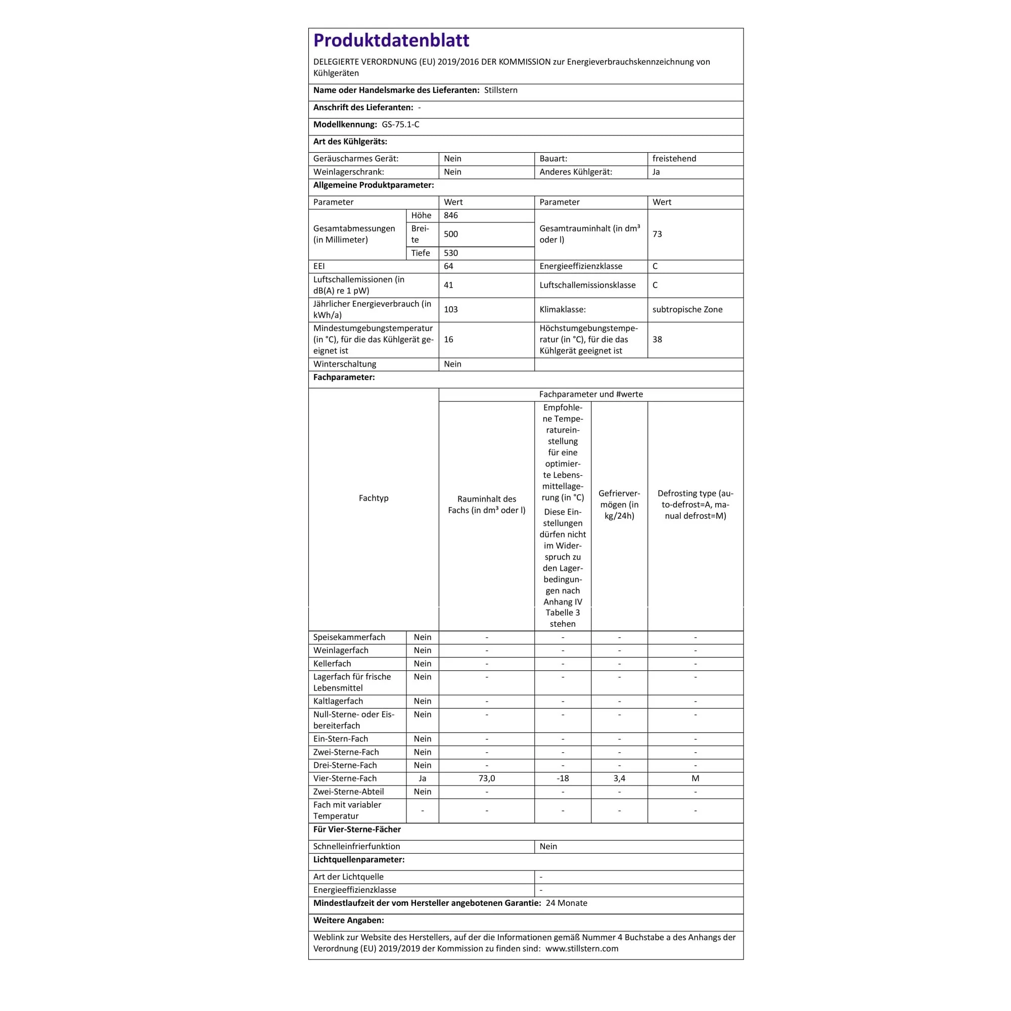 Stillstern Gefrierschrank C (73L) 4-Sterne-Gefrierfach -18°C, geringer Energieverbrauch, 3 Fächer, stufenlos regelbare Temperatur, wechselbarer Türanschlag, Gefrierschrank Klein, Tiefkühlschrank - Image 8
