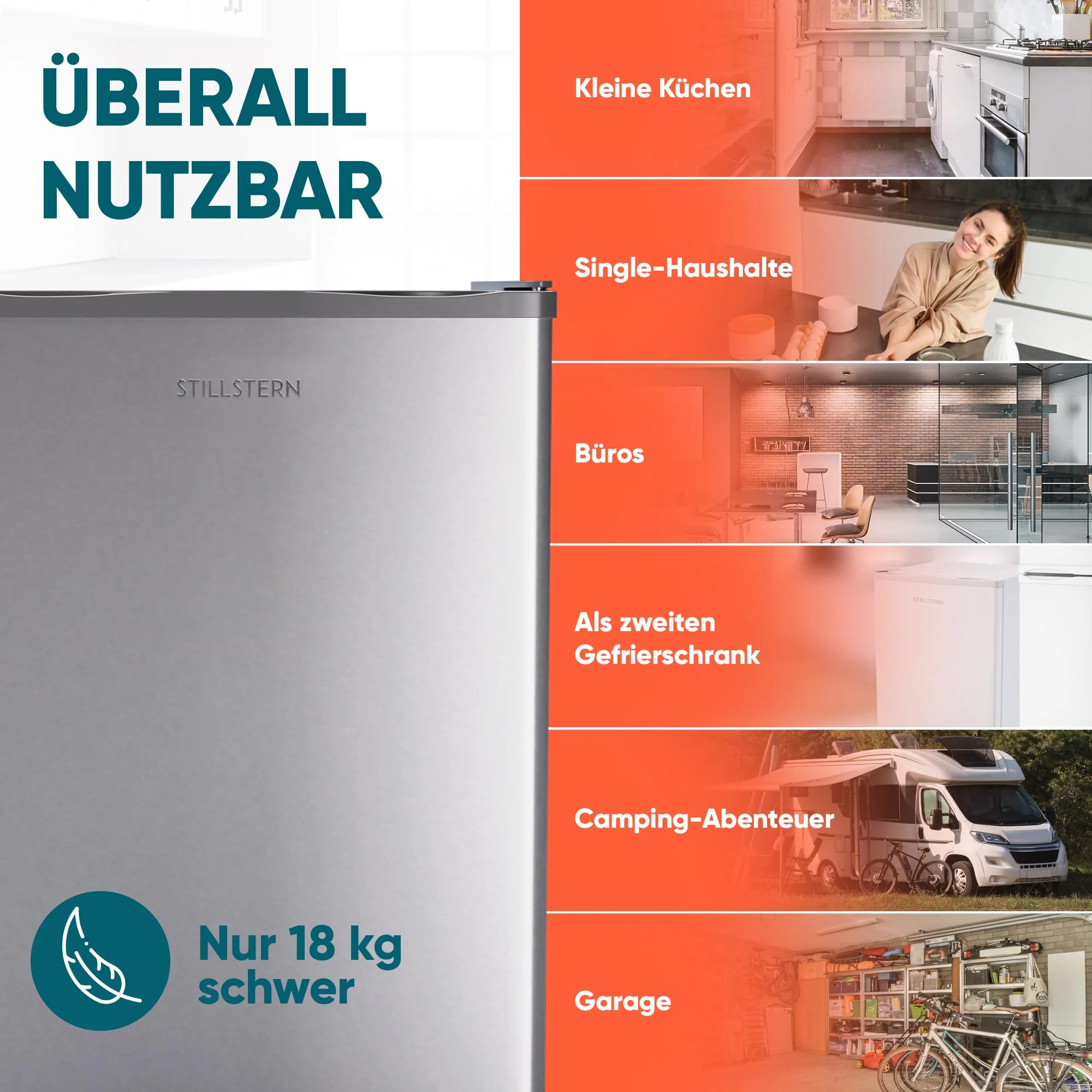 Stillstern Mini Gefrierschrank (42L) -18°C, Eiswürfelschale, Schloss, Türanschlag wechselbar, 4-Sterne Tiefkühlschrank für Camping/Büro Gefriertruhe Klein Gefrierschrank Klein Tiefkühltruhe - Image 8