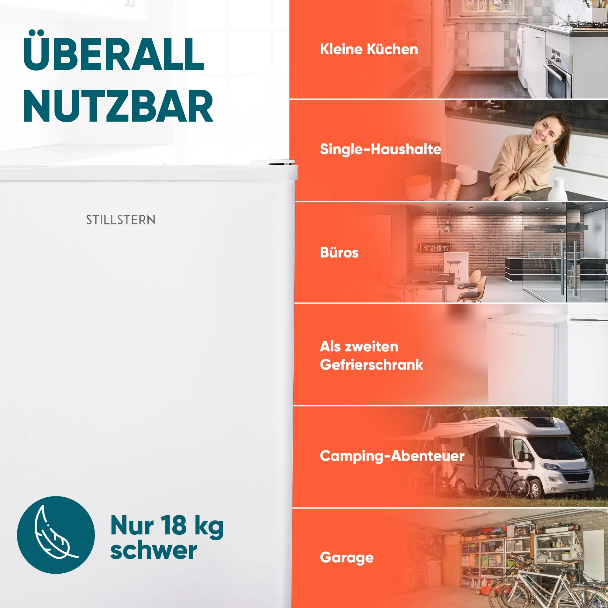 Stillstern Mini Gefrierschrank (42L) -18°C, Eiswürfelschale, Schloss, Türanschlag wechselbar, 4-Sterne Tiefkühlschrank für Camping/Büro Gefriertruhe Klein Gefrierschrank Klein Tiefkühltruhe - Image 7