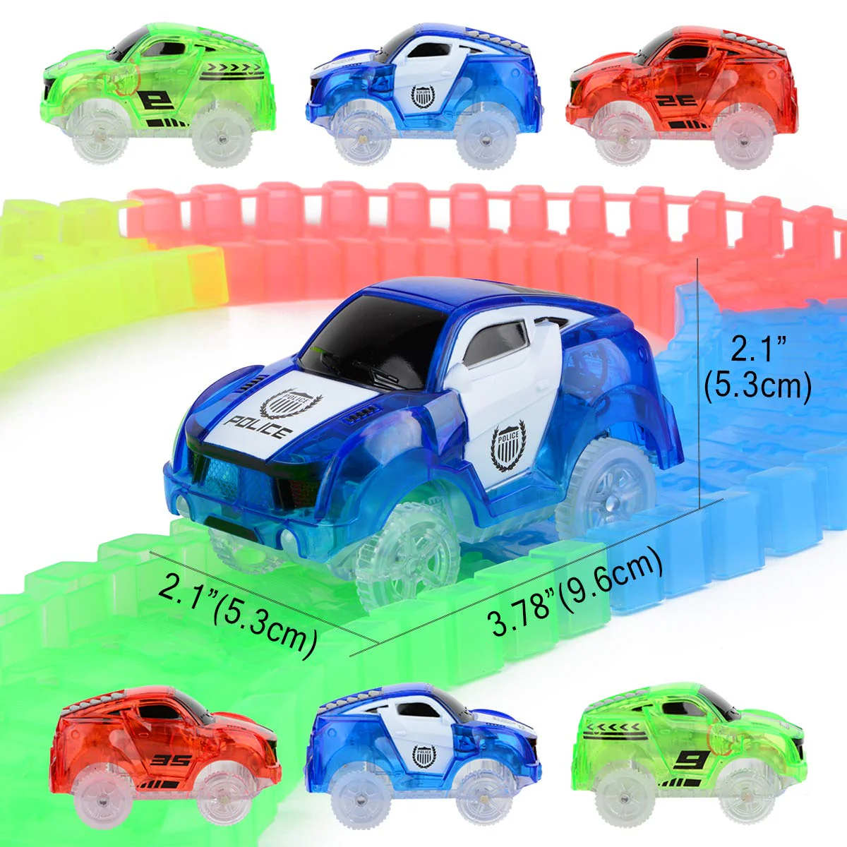Strax Bahn Auto, Carrera Strax Autos Leuchtendes Spielzeugautos Rennstreckenzubehör Kompatibel mit Magic Tracks Glow Track Ersatz Jungen und Mädchen-3er Pack (Rennauto) - Image 7