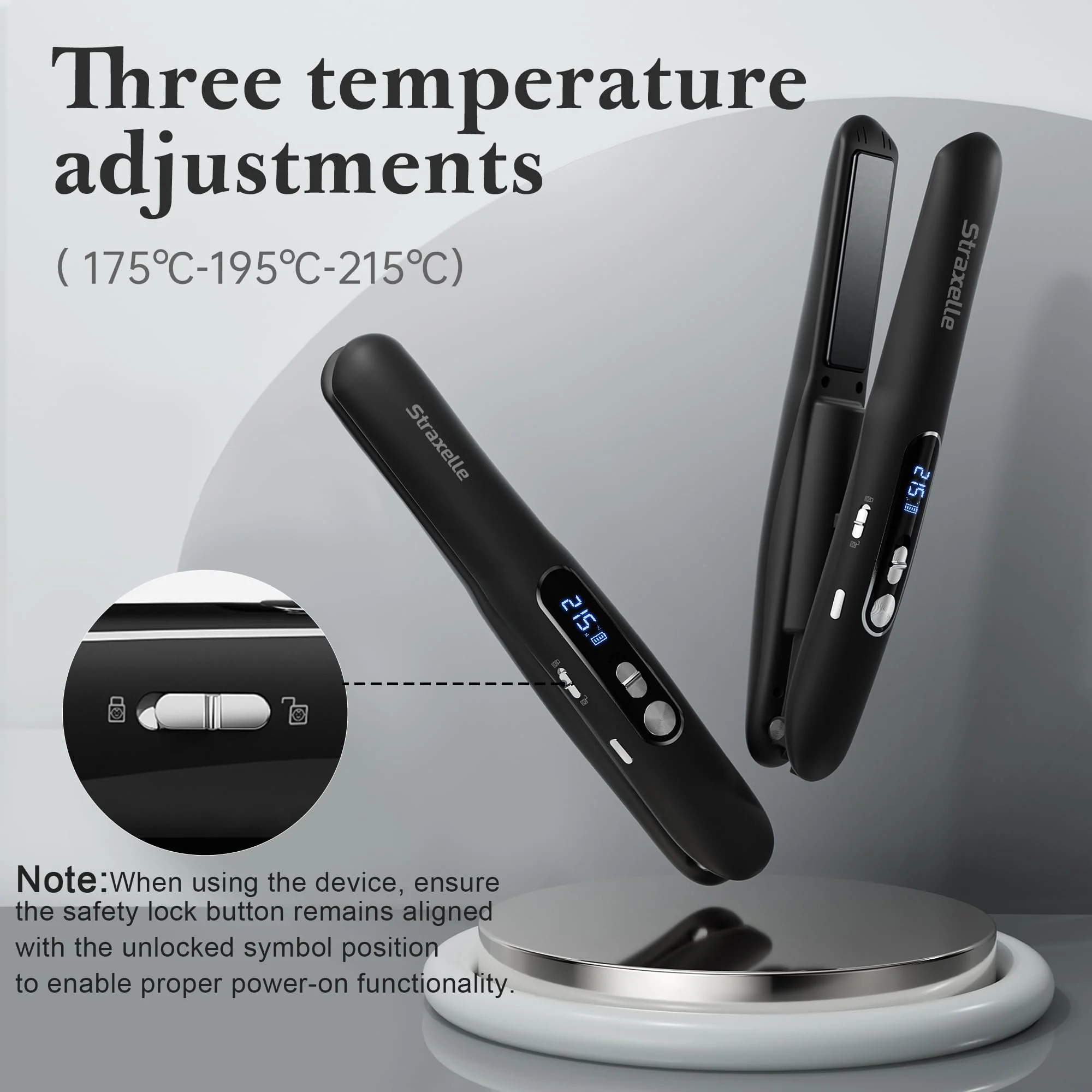 Straxelle Mini Glätteisen Kabellos 2 in 1 Glätteisen Locken und Glätten mit 5000mAh Reiseglätteisen 3 Einstellbare Temperaturen 175°C-215°C mit LED-Anzeige für Frauen Männer (Rosa) - Image 5