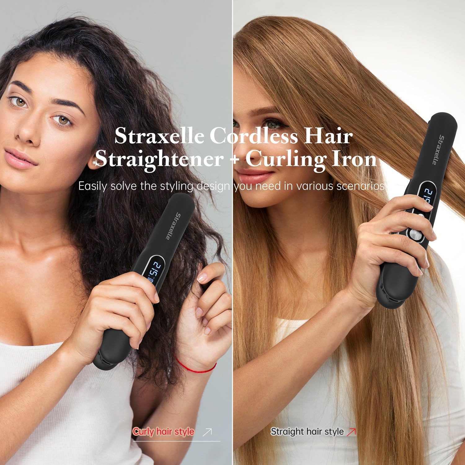 Straxelle Mini Glätteisen Kabellos 2 in 1 Glätteisen Locken und Glätten mit 5000mAh Reiseglätteisen 3 Einstellbare Temperaturen 175°C-215°C mit LED-Anzeige für Frauen Männer (Rosa) - Image 7