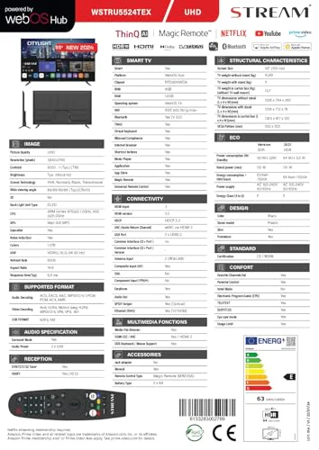 Stream System WebOS TV Smart 55" 7.4, UHD 4K, LG Magic Remote Control, HDR10, Frameless (ohne Rahmen), Sprachsteuerung, kompatibel mit LG Thinq AI + Alexa, Hotelmodus enthalten - Modell WSTRU5524TEX - Image 3