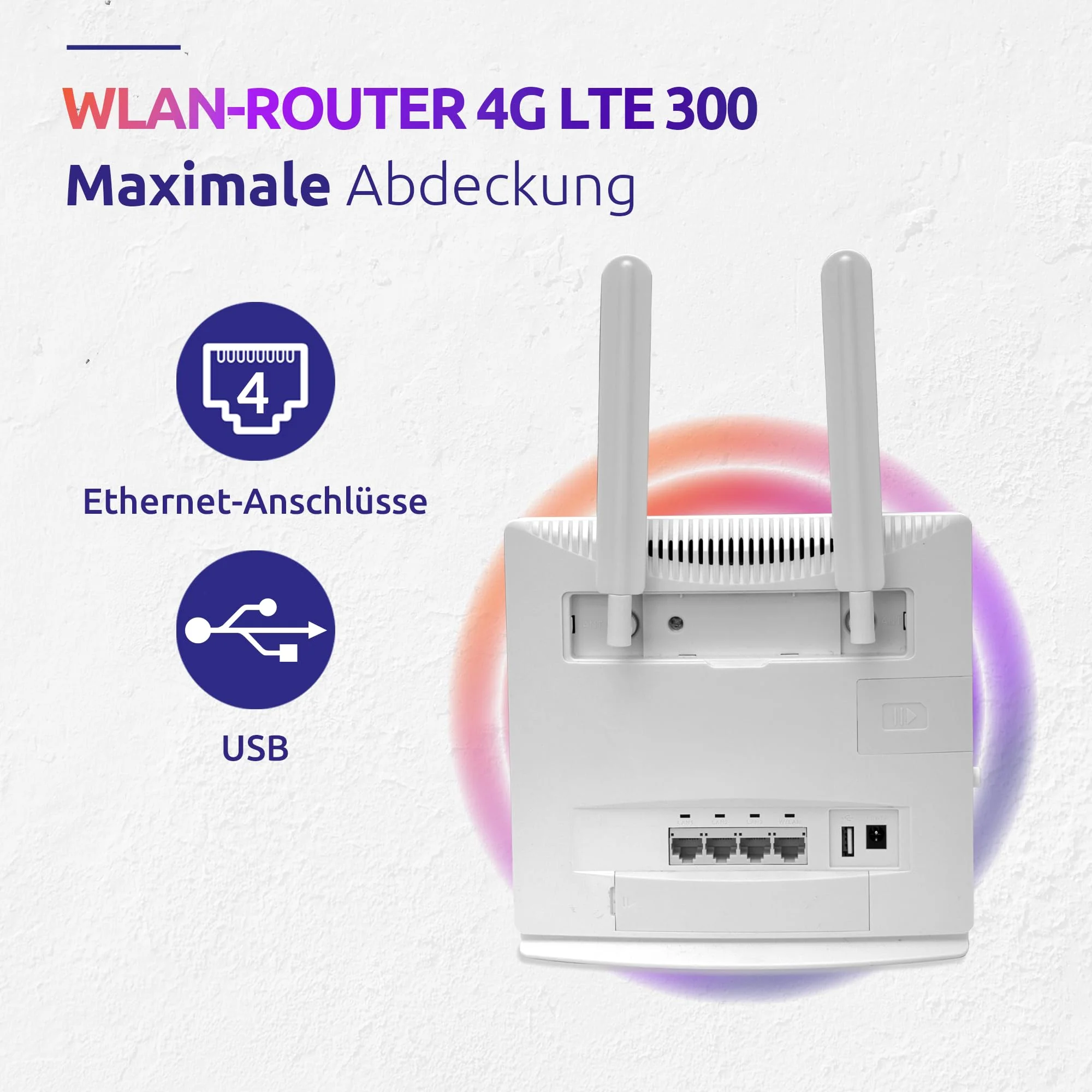 STRONG - 4G LTE Router 300 - Mobiler Hotspot - Bis zu 150 Mbps 4G/300 Mbps WLAN - 4 LAN-Anschlüsse - Für alle SIM-Karten geeignet - Abnehmbare Antennen - Einfache Installation - weiß - Image 5