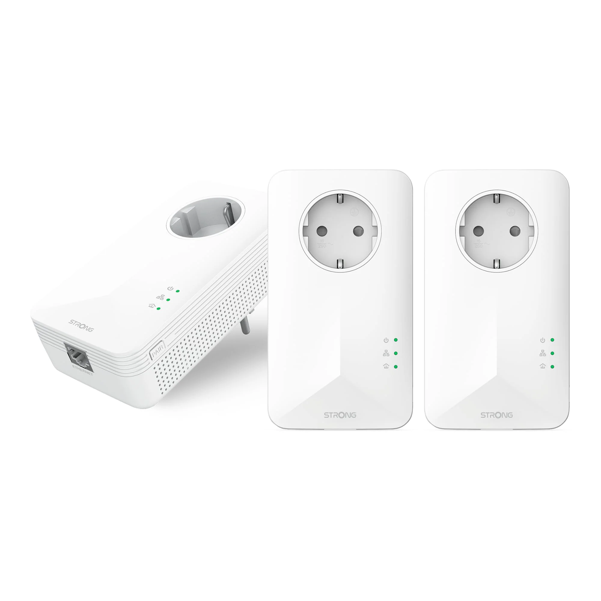 STRONG - Powerline 1000 Triple EU Set - 3 Powerline-Adapter - 1000 Mbps, Fast-Internetzugang - integrierte Steckdose - 300 m Reichweite - Für alle Router - LAN-Anschluss -Easy-Installation - weiß - Image 4