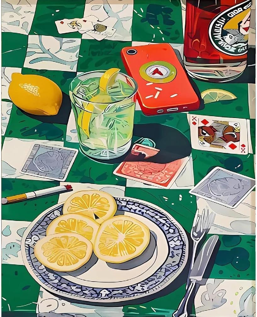SUHEFAFA Malen Nach Zahlen Erwachsene- Poker Malen nach Zahlen Diy Erwachsene, Acrylfarbe Leinwand und 3 Pinsel Kit Geschenk Home Haus Deko Ohne Rahmen(40×50cm)
