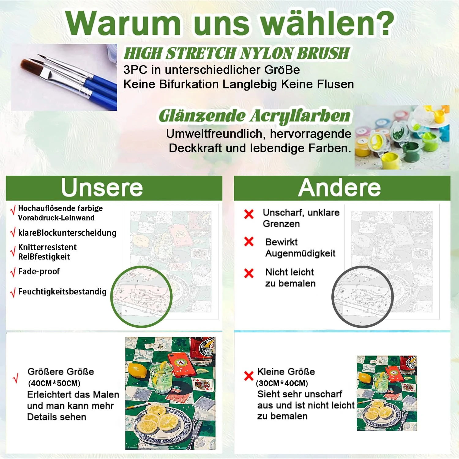 SUHEFAFA Malen Nach Zahlen Erwachsene- Poker Malen nach Zahlen Diy Erwachsene, Acrylfarbe Leinwand und 3 Pinsel Kit Geschenk Home Haus Deko Ohne Rahmen(40×50cm) - Image 6