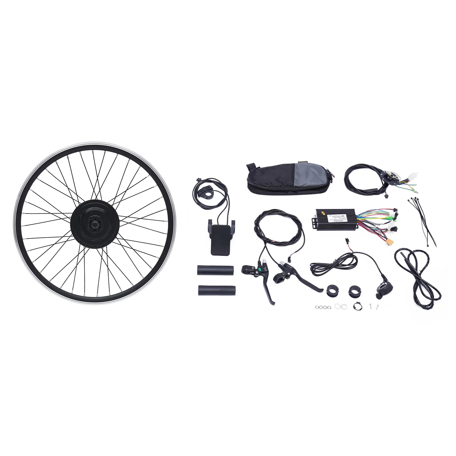SuhoFutus Ebike Kit, 24 Zoll Ebike Umbausatz E-Bike Vorderrad Umbausatz Kit, Fahrrad Motor Kit mit Brushless Gear Motor 500W, 5-Gänge Gangverstellung, Anwendbar auf V Bremse/Scheibenbremse