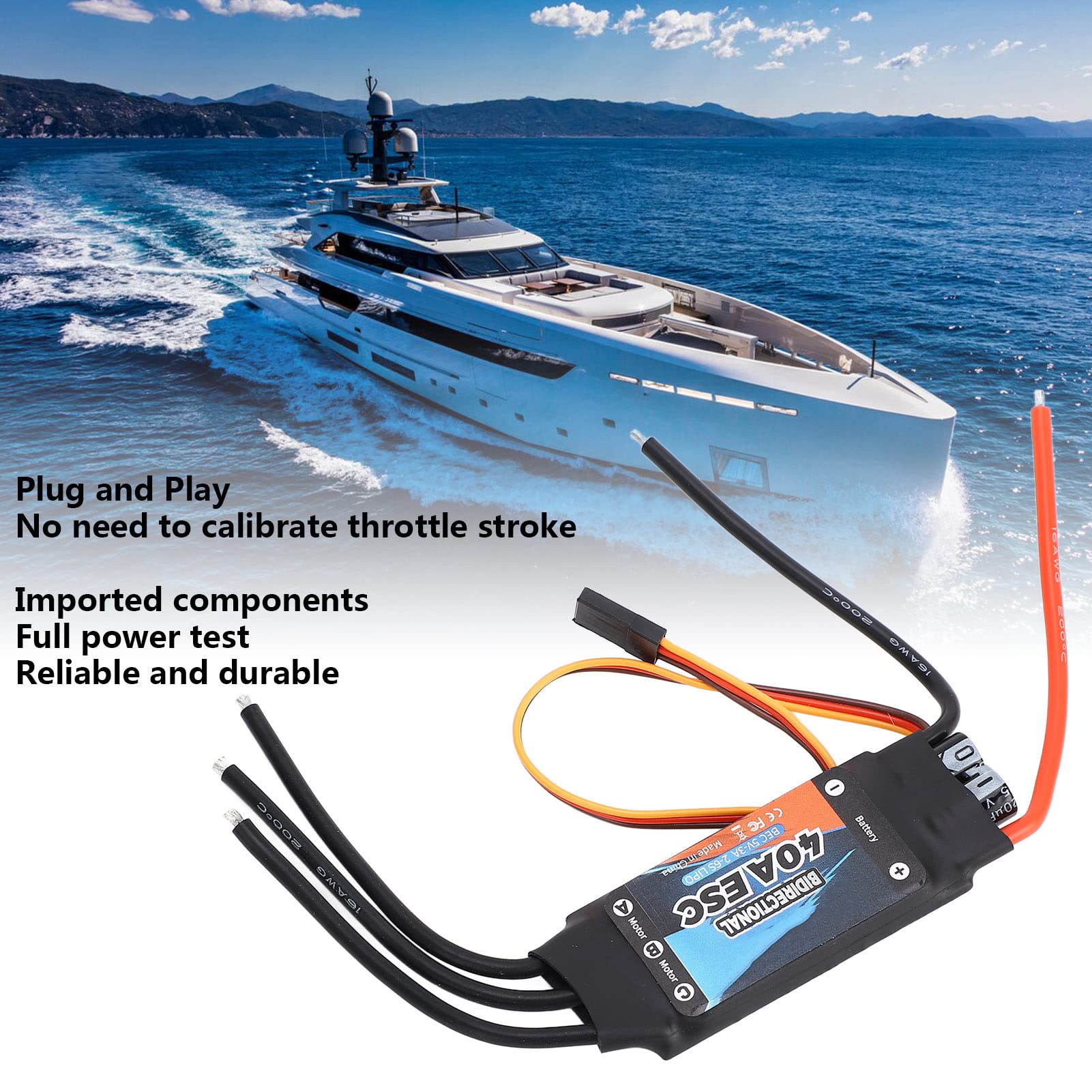 SUNGOOYUE 40A Bidirektionaler Bürstenloser ESC, 2‑6S Elektrischer Geschwindigkeitsregler für RC-Car-Boote - Image 5