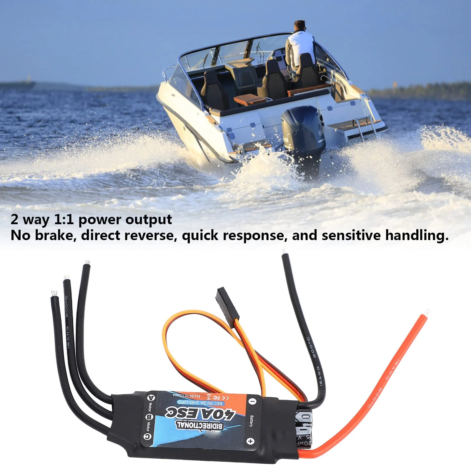 SUNGOOYUE 40A Bidirektionaler Bürstenloser ESC, 2‑6S Elektrischer Geschwindigkeitsregler für RC-Car-Boote - Image 6