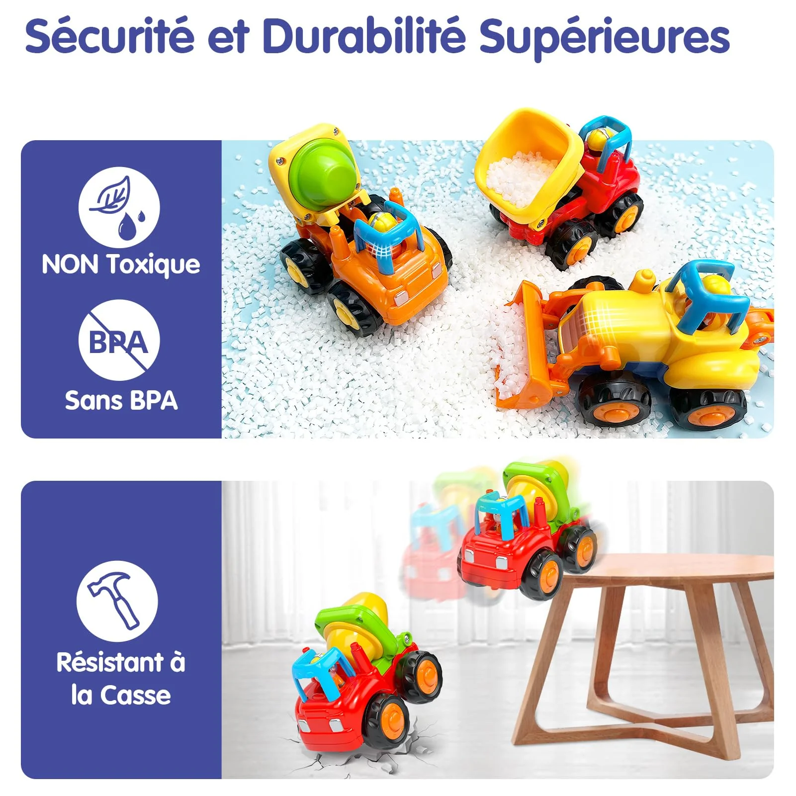 SunnyPal Spielzeug ab 1 Jahr Junge Mädchen Geschenke - 4 STK. Auto ab 2 Jahre Jungen, 4WD Reibungsauto Spielzeug Lastwagen Kinder, Baby Bagger Traktor Kipplaster Betonmischer - Image 2