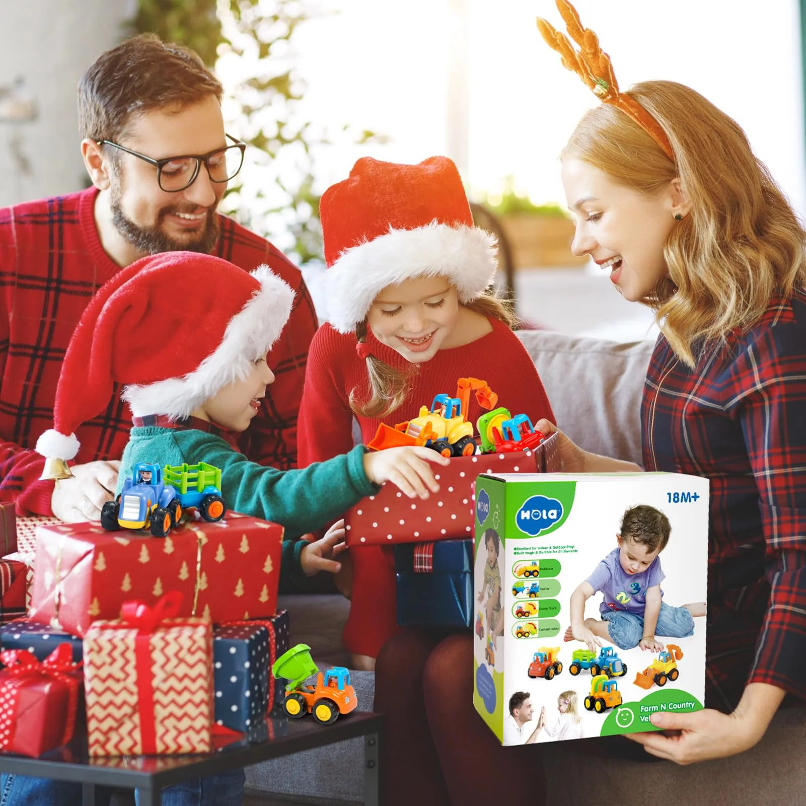 SunnyPal Spielzeug ab 1 Jahr Junge Mädchen Geschenke - 4 STK. Auto ab 2 Jahre Jungen, 4WD Reibungsauto Spielzeug Lastwagen Kinder, Baby Bagger Traktor Kipplaster Betonmischer - Image 6
