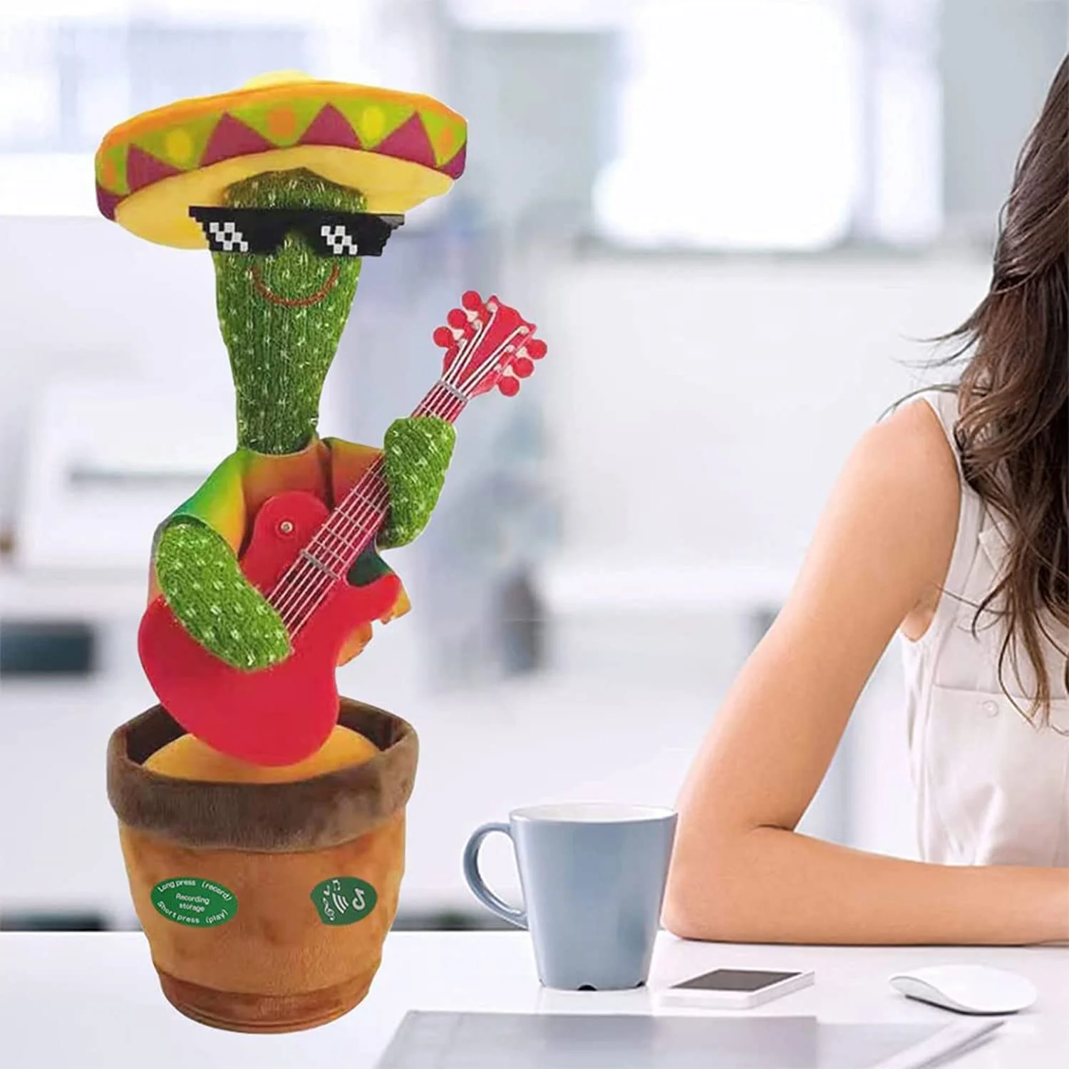 Sunshine smile Sprechender Kaktus,Singender Kaktus,Nachsprechender kaktu,Dancing Cactus,Aufnehmen Lernen zu Sprechen Plüsch - Image 3