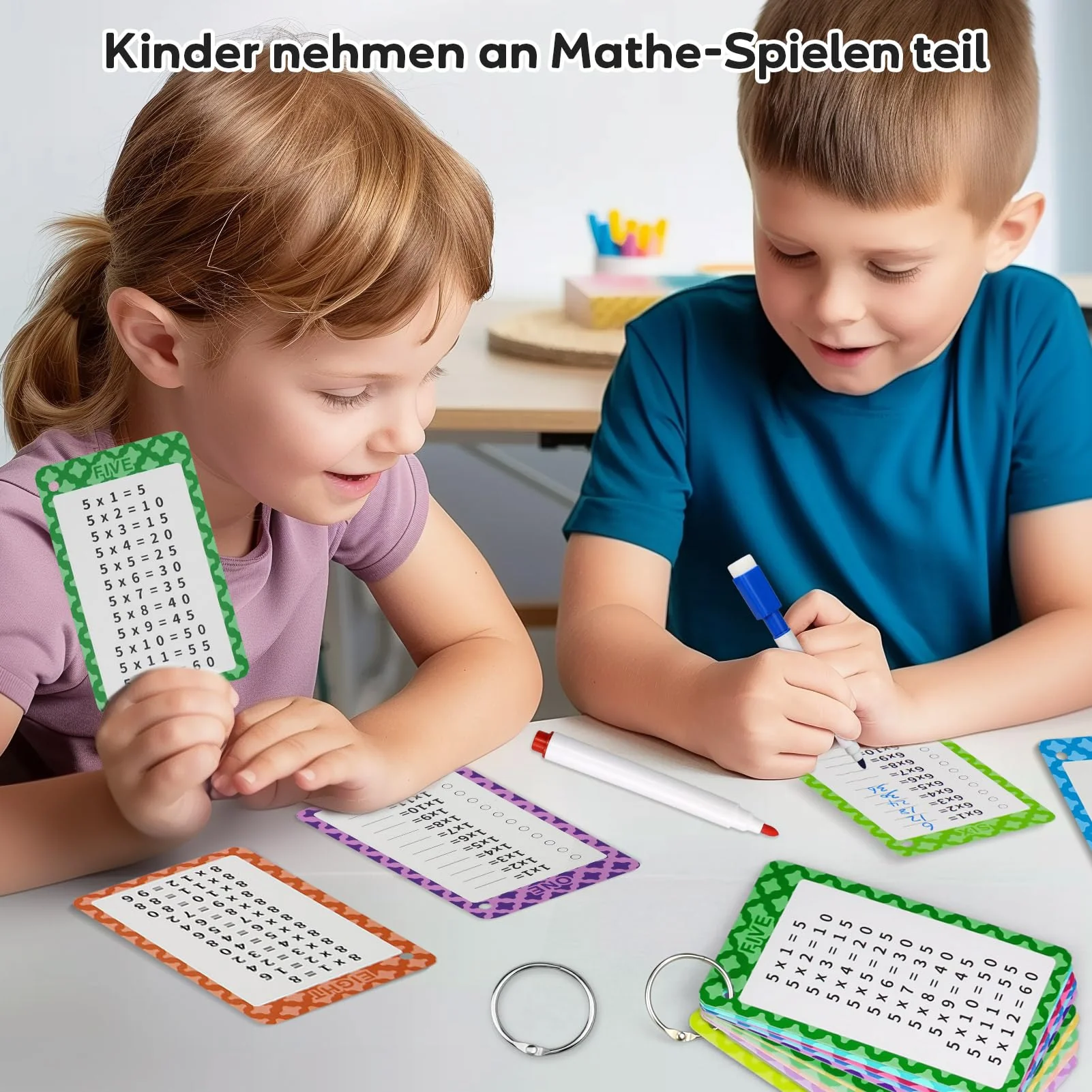Suofuolef 1x1 Lernkarten, Einmaleins Tabelle mit 13 x Übungsblättern, Rechenhilfe Trocken Abwischbar Ohne zu Schmieren und Ohne Farbrückstände - Image 2
