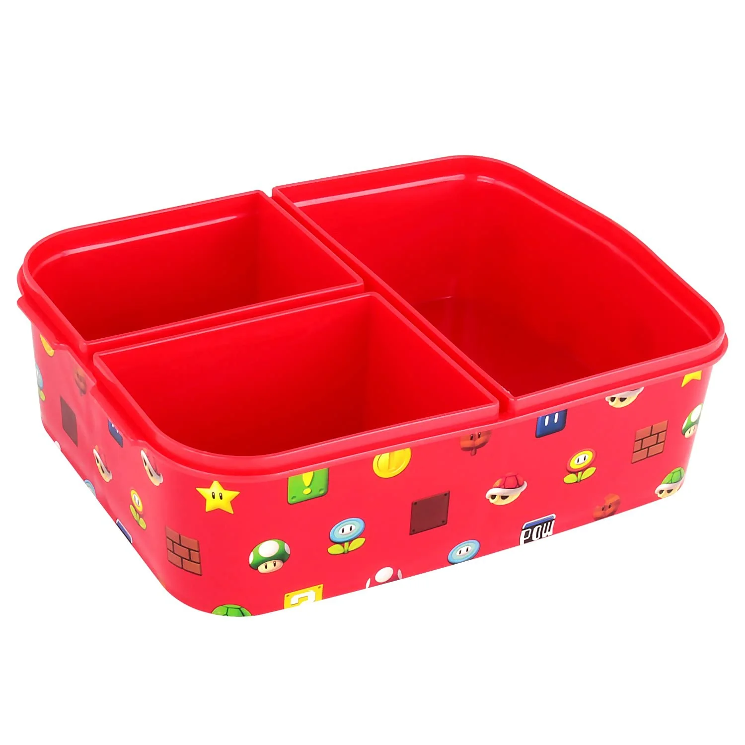 Super Mario Brotdose Kinder - Lunchbox mit 3 Fächern und Clip-Verschlüssen, Bento Snackbox aus Kunststoff bpa-frei - Vesperdose für Kindergarten & Schule, robust und leicht zu reinigen - Image 3