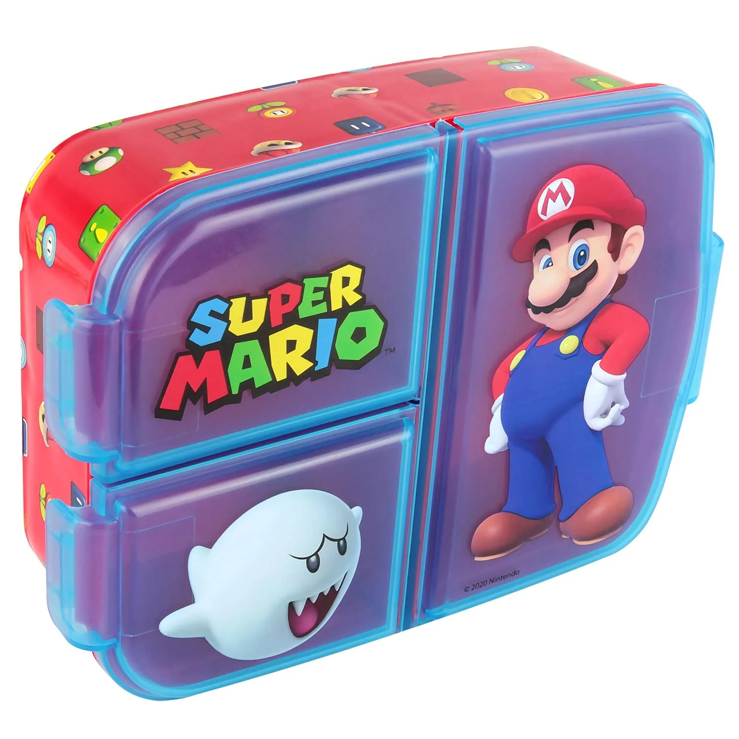 Super Mario Brotdose Kinder - Lunchbox mit 3 Fächern und Clip-Verschlüssen, Bento Snackbox aus Kunststoff bpa-frei - Vesperdose für Kindergarten & Schule, robust und leicht zu reinigen - Image 5