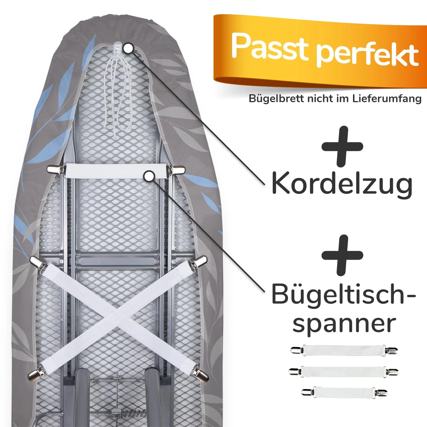Super Soft 5 Schichten Turbo-Bügelbrettbezug 120x45, Made in Germany, ÖKOTEX Baumwoll-Polsterung, schneller mit Thermoreflexion, 5 Größen, EasyFit+Spanner, XL Fläche 120-125x38-45cm - Image 5