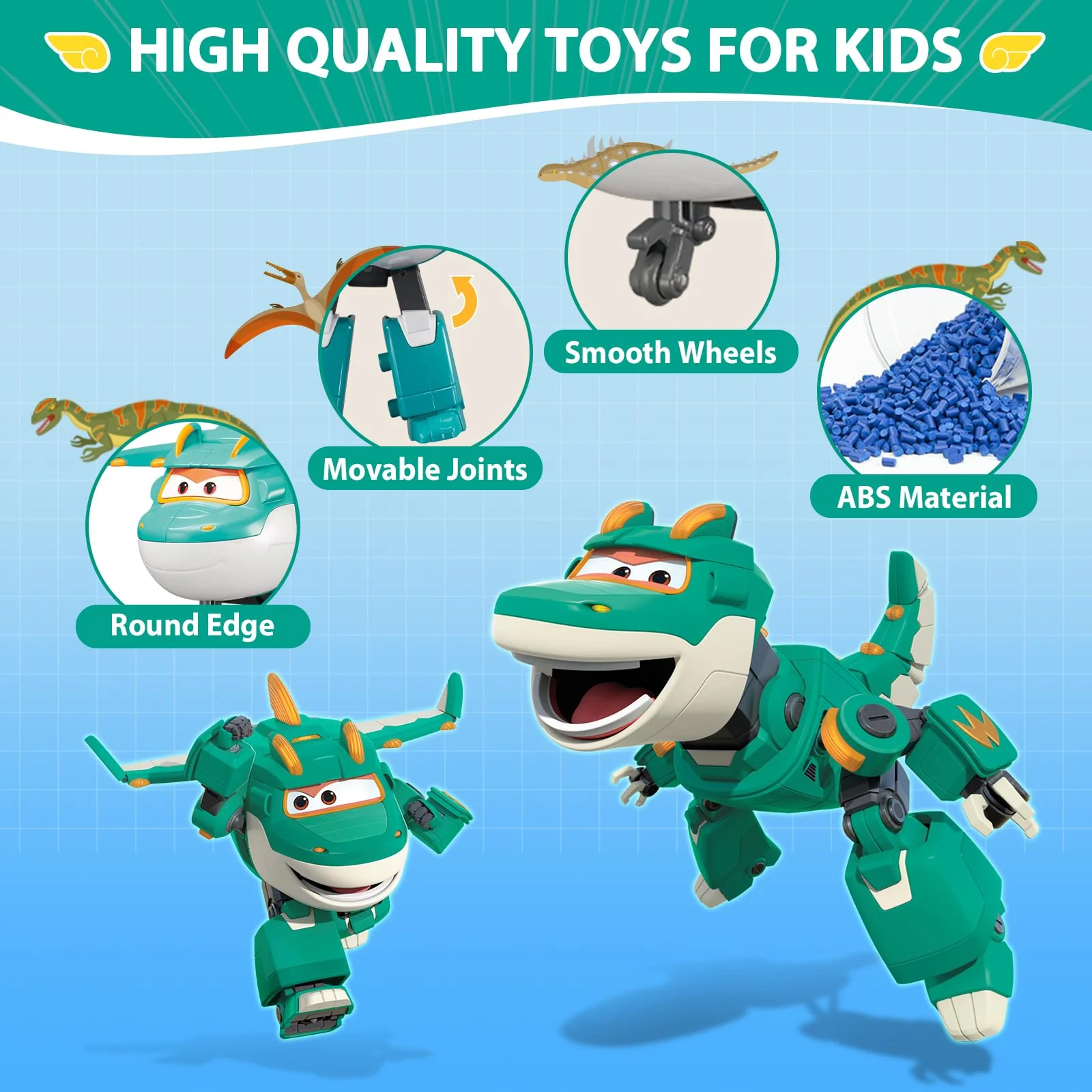 Super Wings 5" Transforming Characters 2-Pack Transforming Supercharged Jett + Tino, Transformer Spielzeug für 3+ Jahre Alten Jungen Mädchen, Rot - Image 6