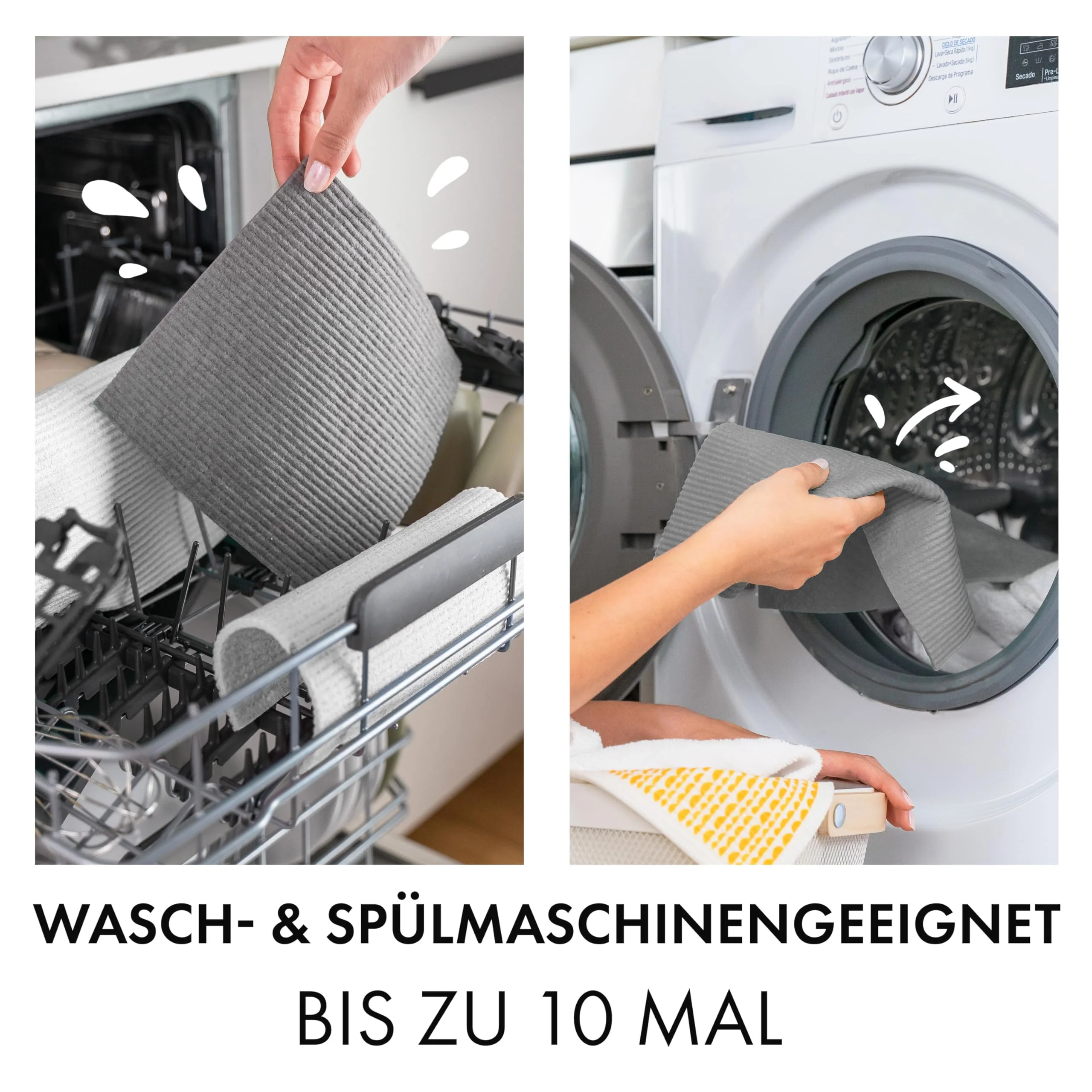 SUPERSCANDI Putzlappen im 6er Pack - 100% Biologisch Abbaubar & Kompostierbar | Wiederverwendbare & Lebensmittelsichere Spültücher Ohne Plastik | Für Jede Oberfläche Geeignete Spüllappen | Grau - Image 9
