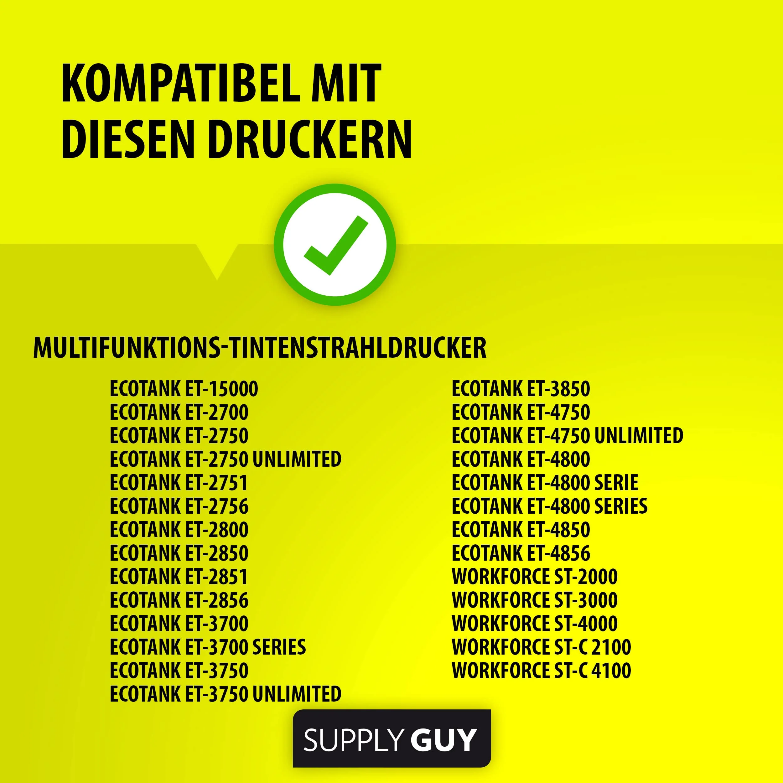 Supply Guy Tinte kompatibel mit Epson 102 für EcoTank ET 2700 2750 2751 2756 2800 2850 2856 3700 3750 3850 4750 4800 4850 4856 15000 Workforce ST-2000 2100 3000 4000 4100 (337ml) - Image 2