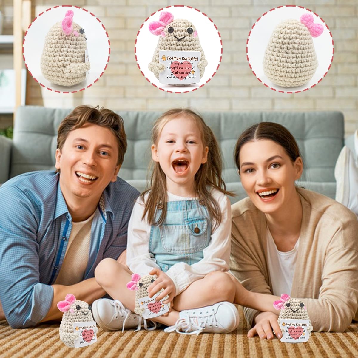 SupreLuck Glücksbringer Positive Kartoffel Pocket Hug Geschenk, Beste Freundin Geschenke für Freundin Kleine Geschenke für Frauen, Creative Knitted Wool Potato Doll mit Positiver Energiekarte - Image 7