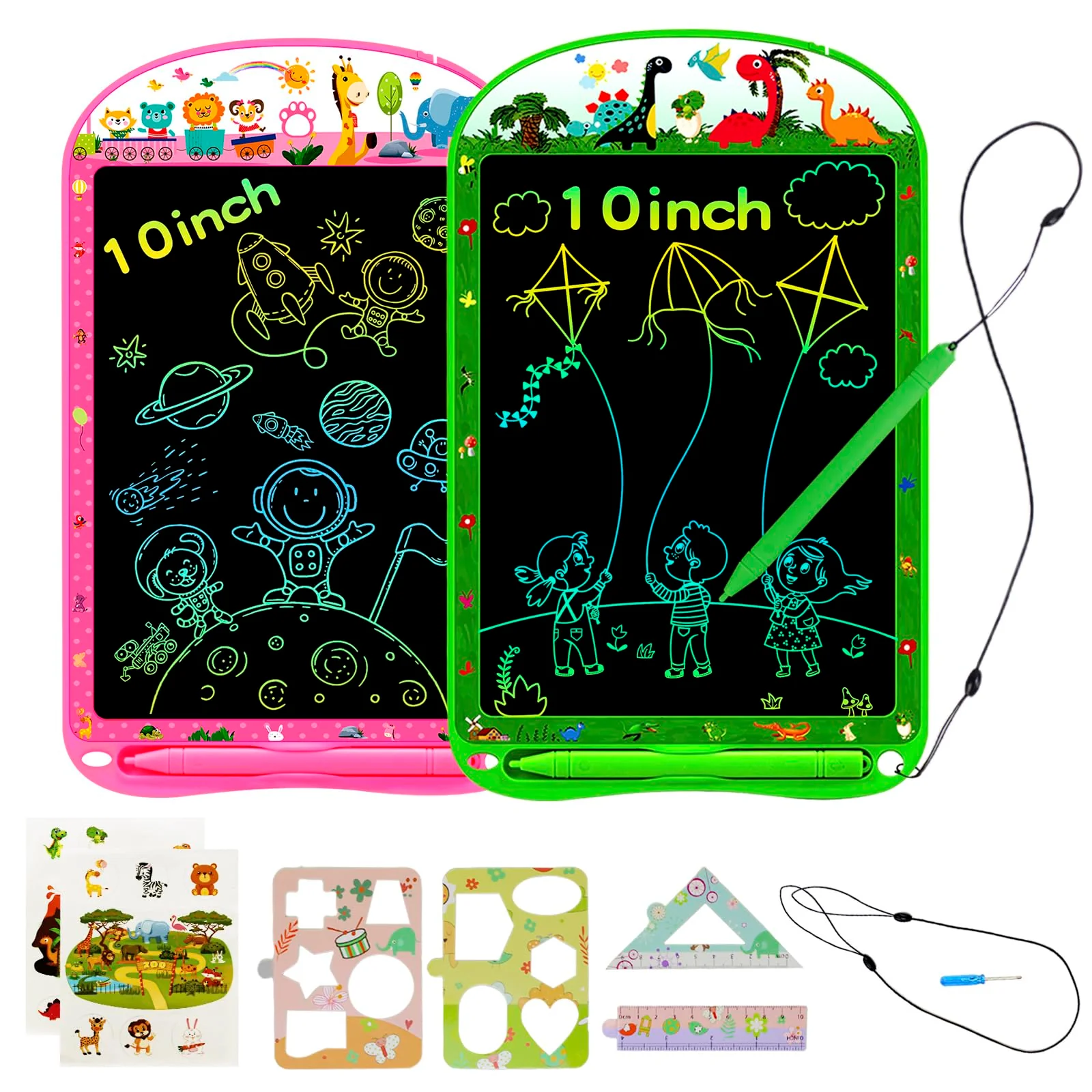 surekuo LCD schreibtafel Kinder 2 Pack, 10 Zoll LCD Schreibtafel Spielzeug, Löschbarem Handschrift Block, Wiederholtes Schreiben Und Zeichnen