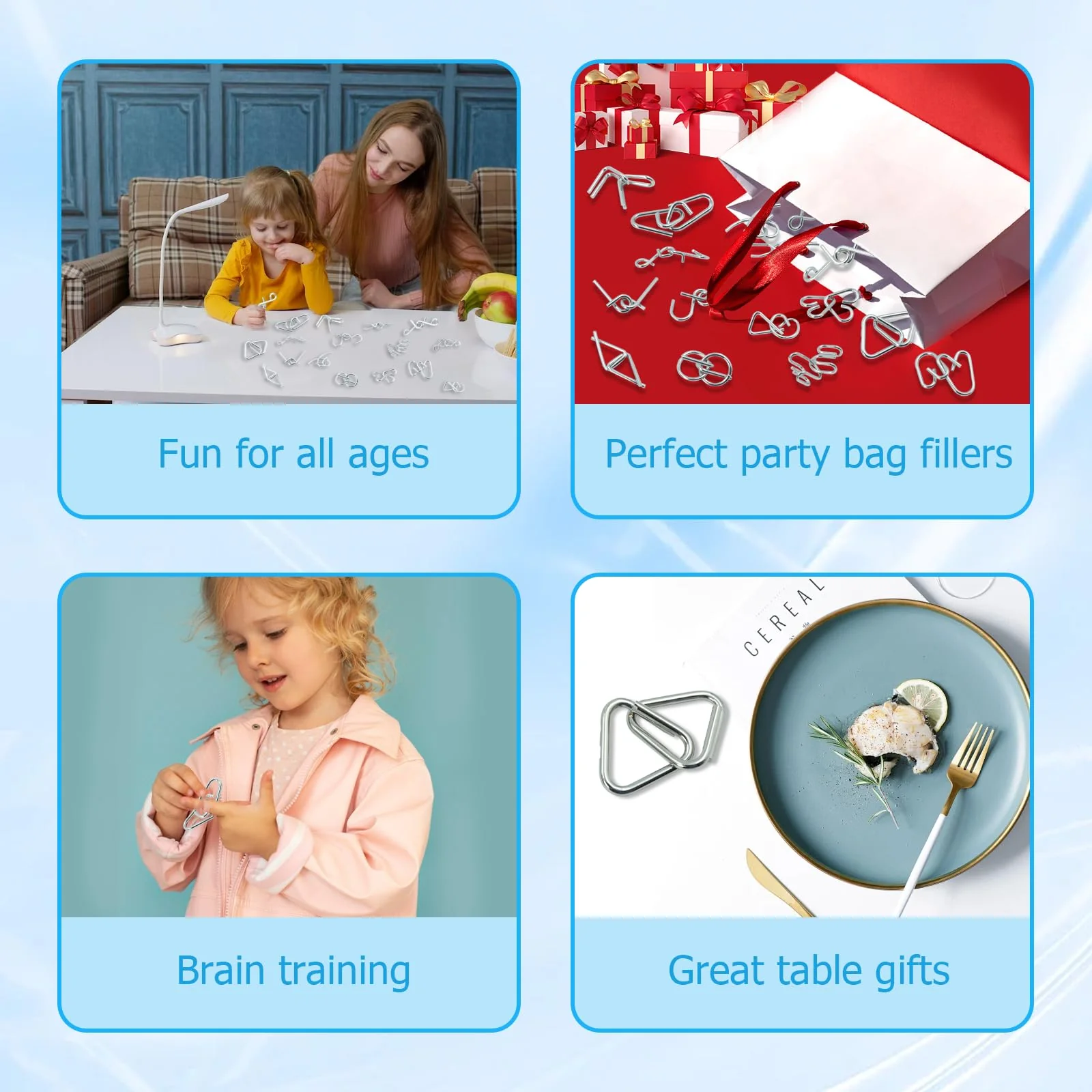 Surplex 16 Stück Knobelspiele Kit Denksportaufgaben Metallpuzzle Entwirrung Puzzles Geduldspiele Set für Erwachsene und Kinder - Image 7
